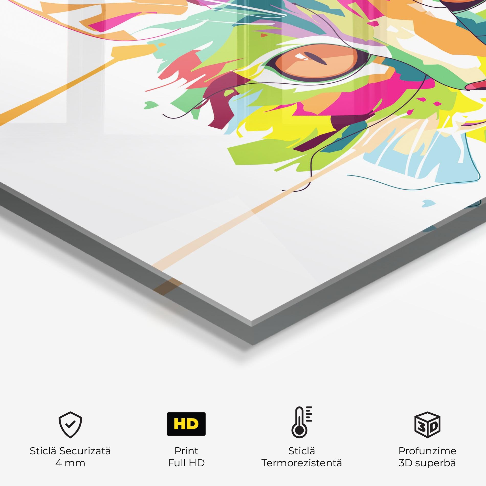 Panou Sticla Bucatarie Cat Art Close Up mockup 2