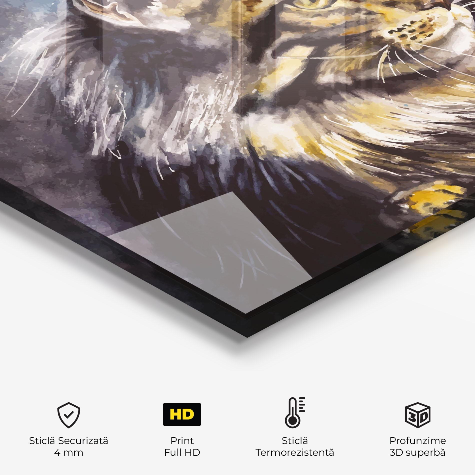 Panou Sticla Bucatarie Cat Watercolor Art mockup 2