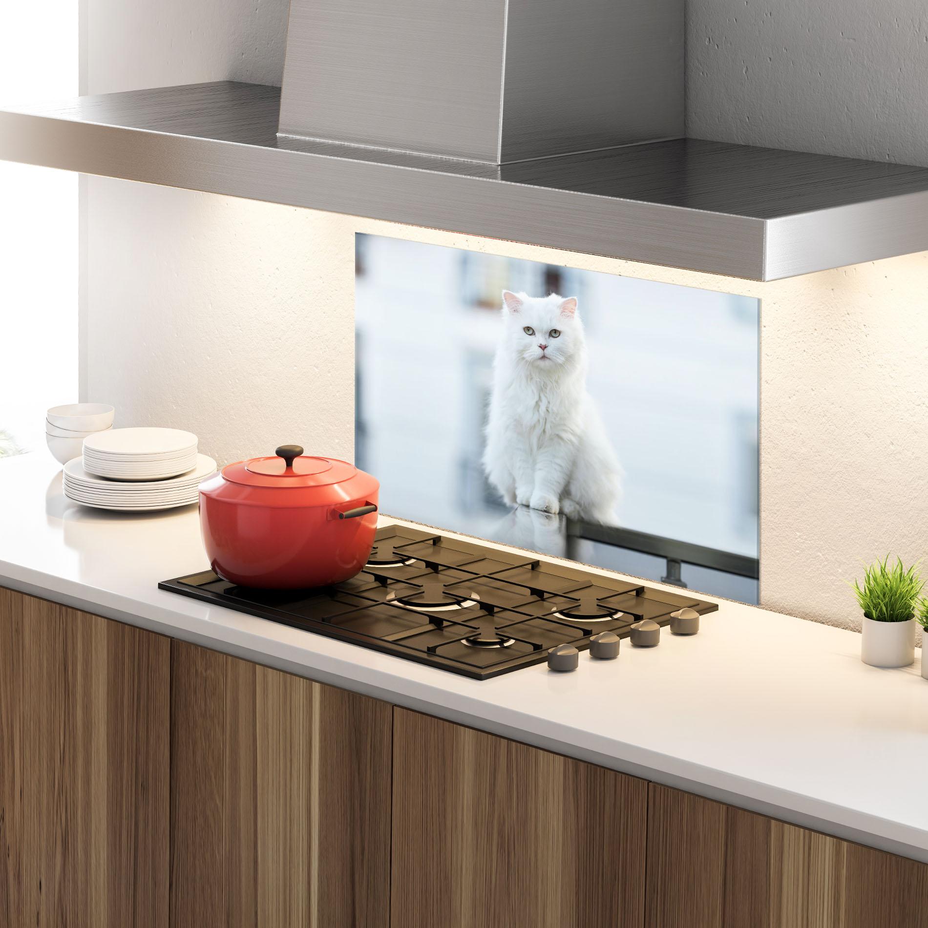 Panou Sticla Bucatarie Big White Cat mockup 4