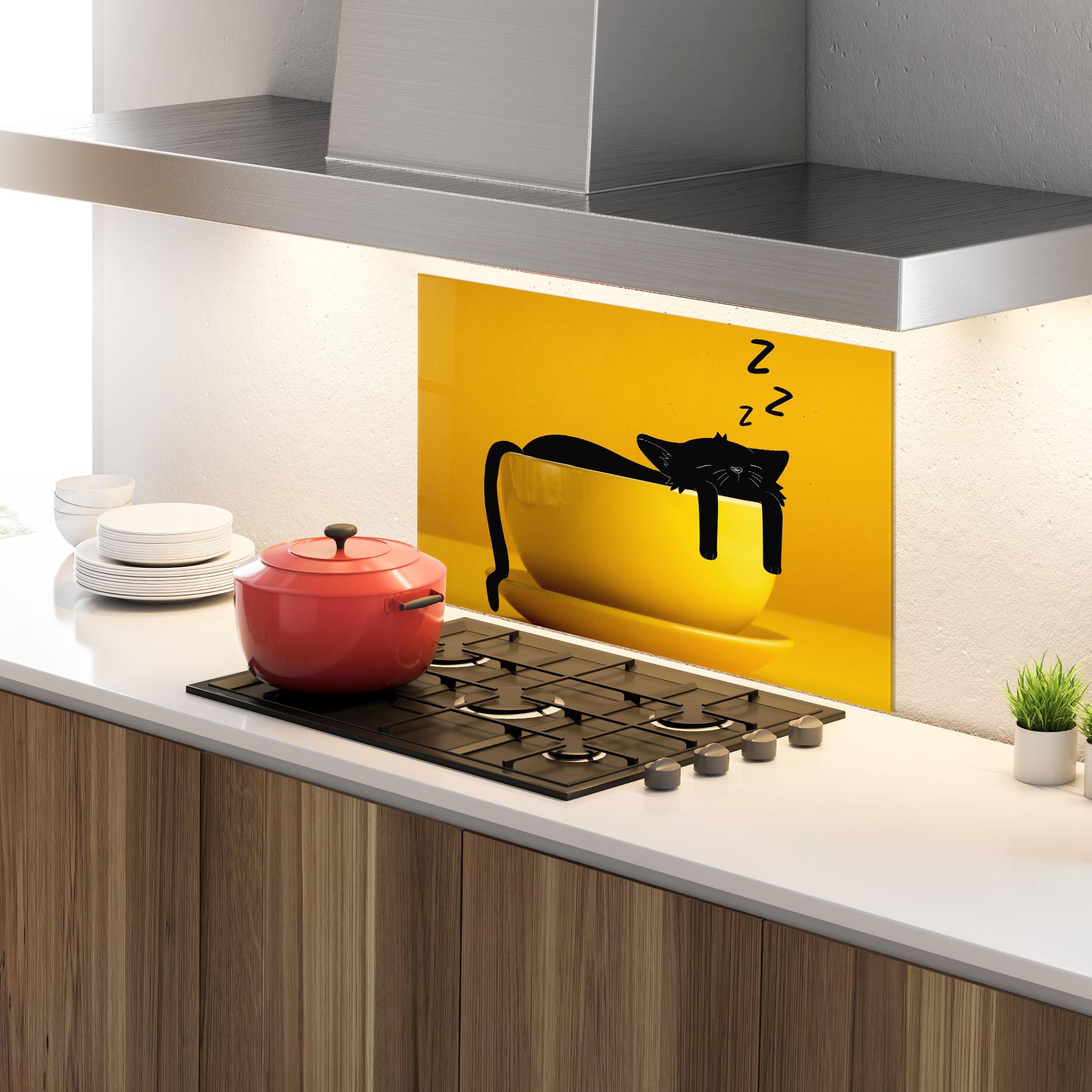 Panou Sticla Bucatarie Cat In A Cup mockup 4