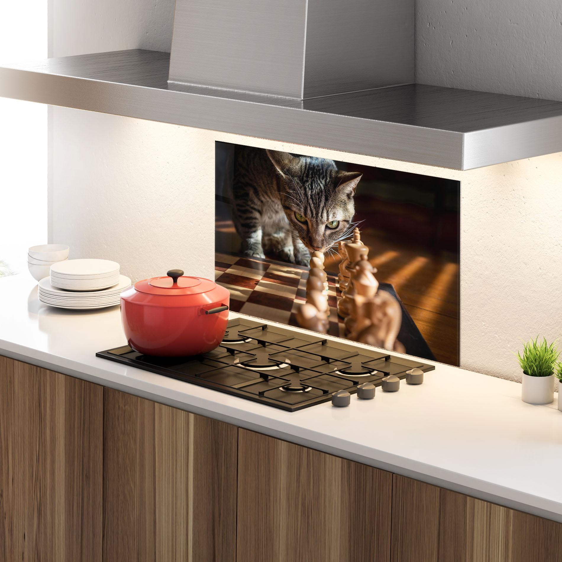 Panou Sticla Bucatarie Chess Cat mockup 4