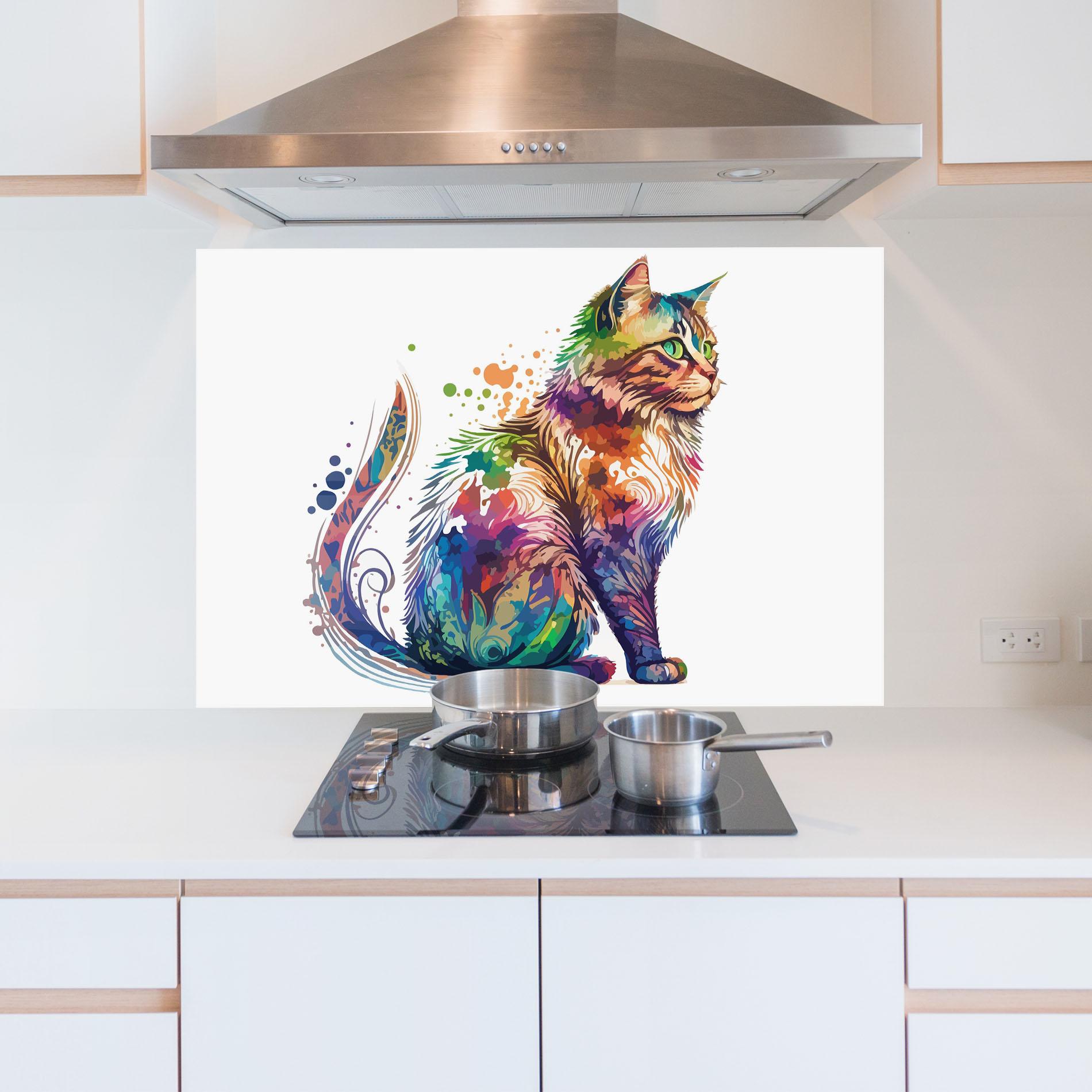 Panou Sticla Bucatarie Cat Color Mix mockup 5