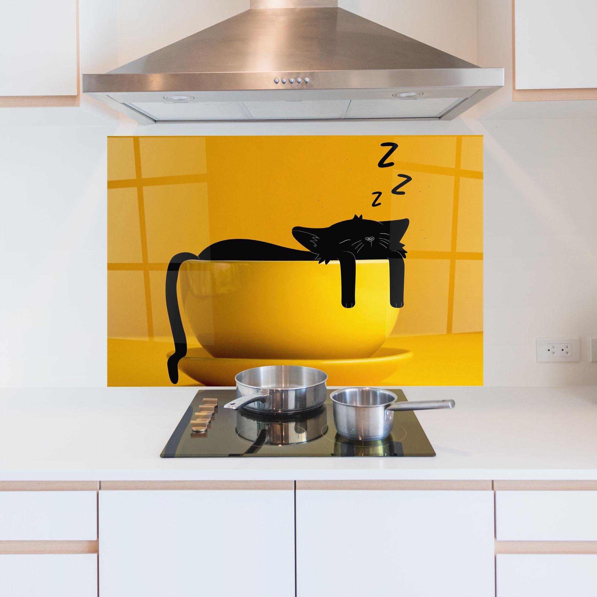 Panou Sticla Bucatarie Cat In A Cup mockup 5