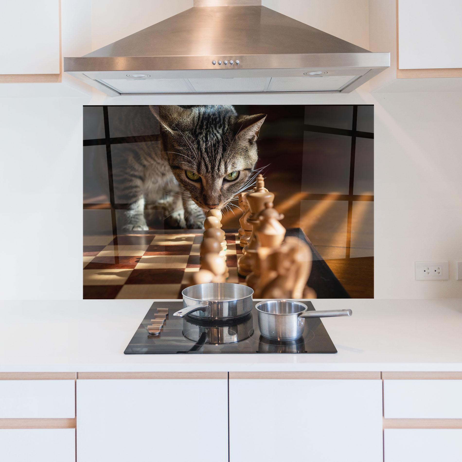 Panou Sticla Bucatarie Chess Cat mockup 5