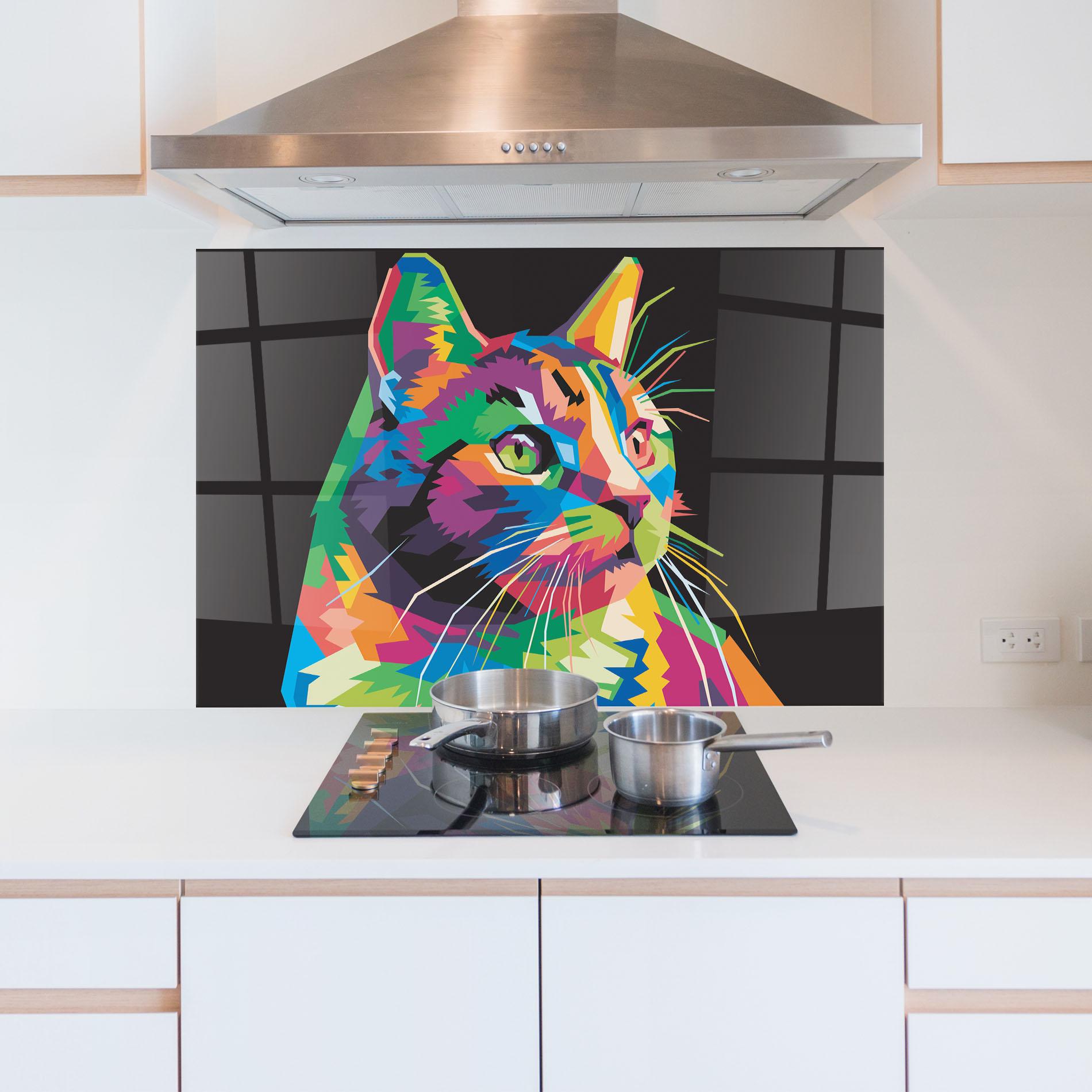 Panou Sticla Bucatarie Color Mix Cat mockup 5