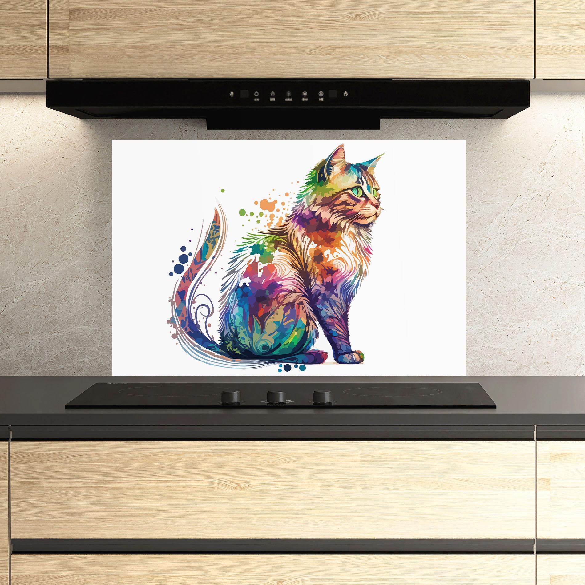 Panou Sticla Bucatarie Cat Color Mix mockup 3