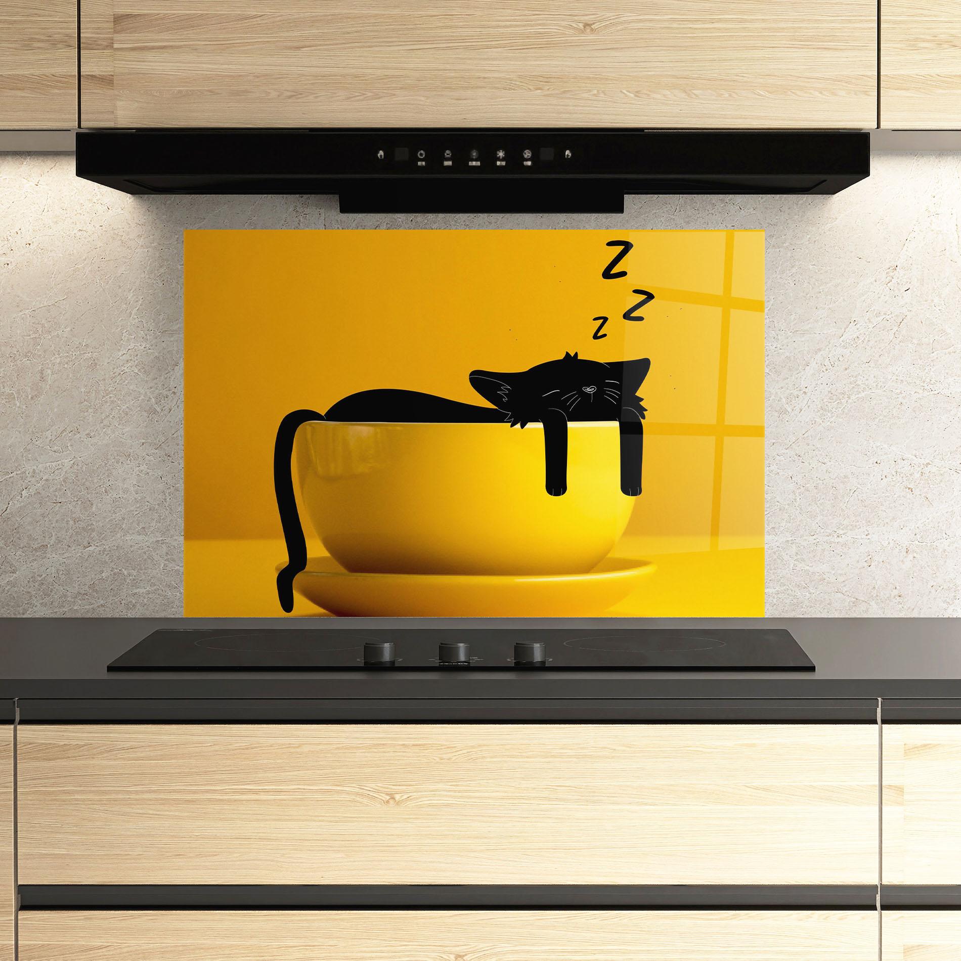 Panou Sticla Bucatarie Cat In A Cup mockup 3