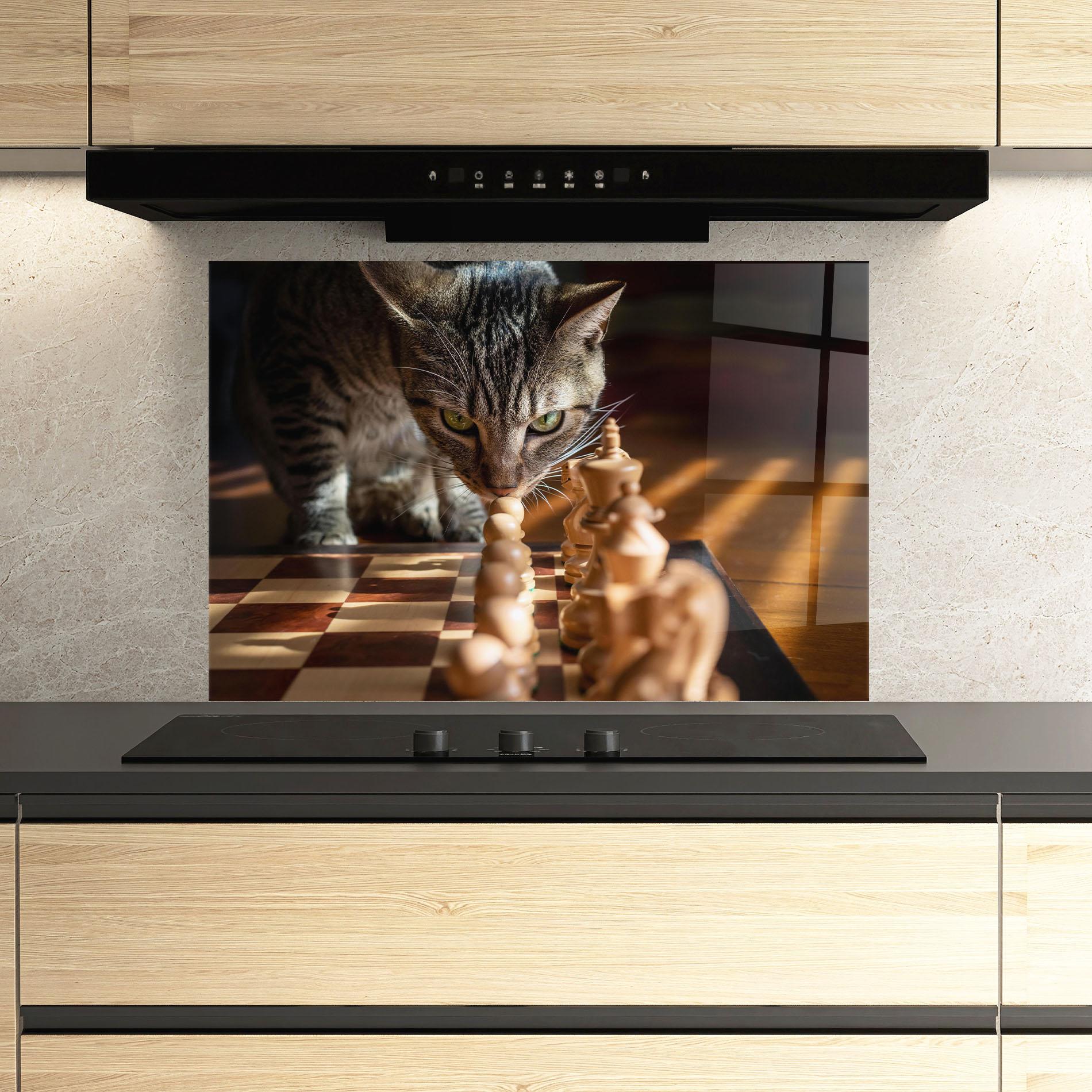 Panou Sticla Bucatarie Chess Cat mockup 3