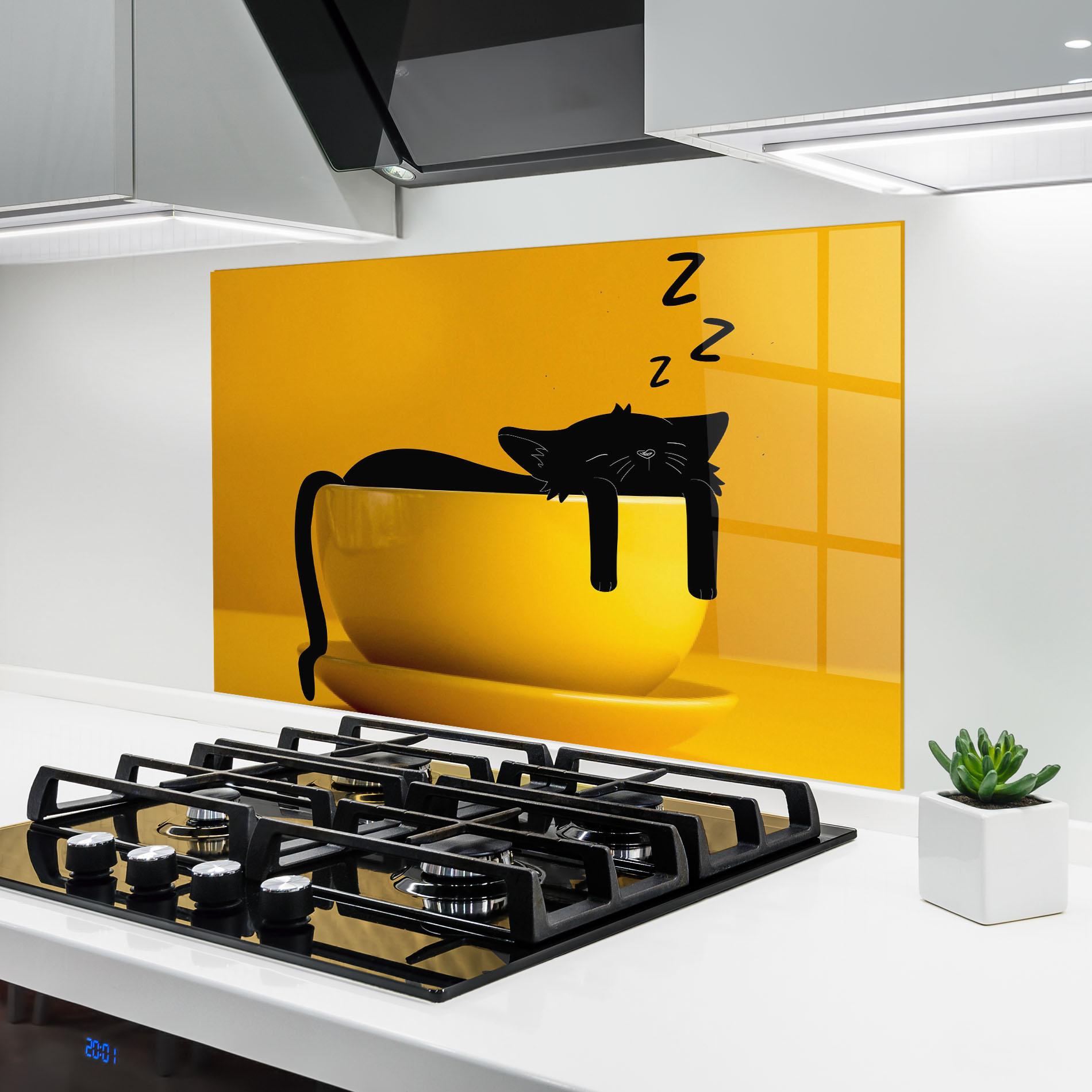 Panou Sticla Bucatarie Cat In A Cup mockup 6