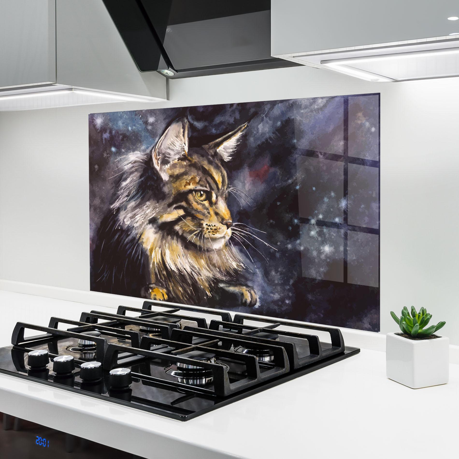 Panou Sticla Bucatarie Cat Watercolor Art mockup 6