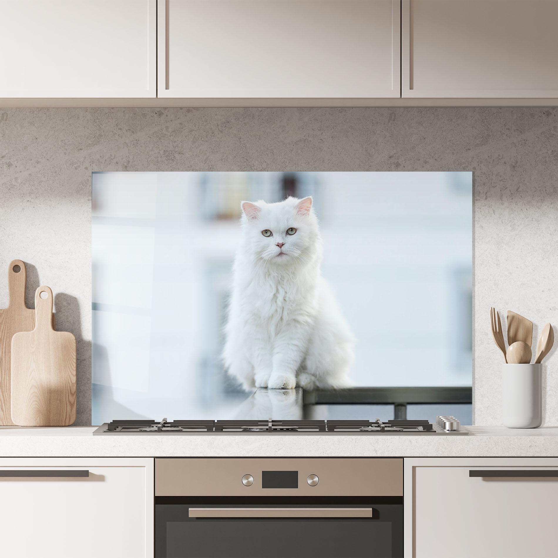 Panou Sticla Bucatarie Big White Cat mockup 7