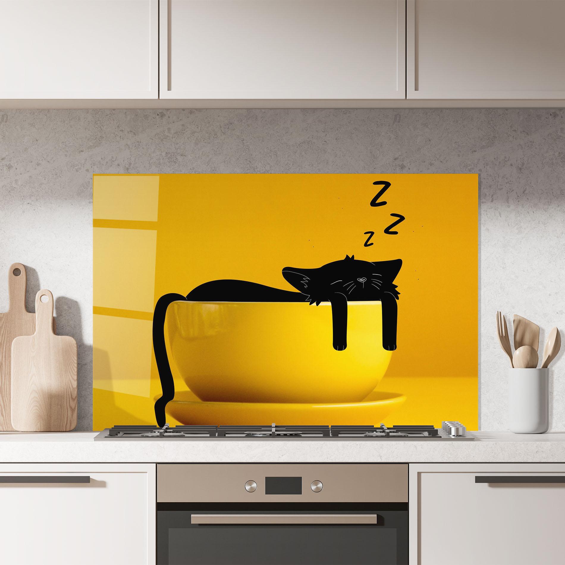 Panou Sticla Bucatarie Cat In A Cup mockup 7