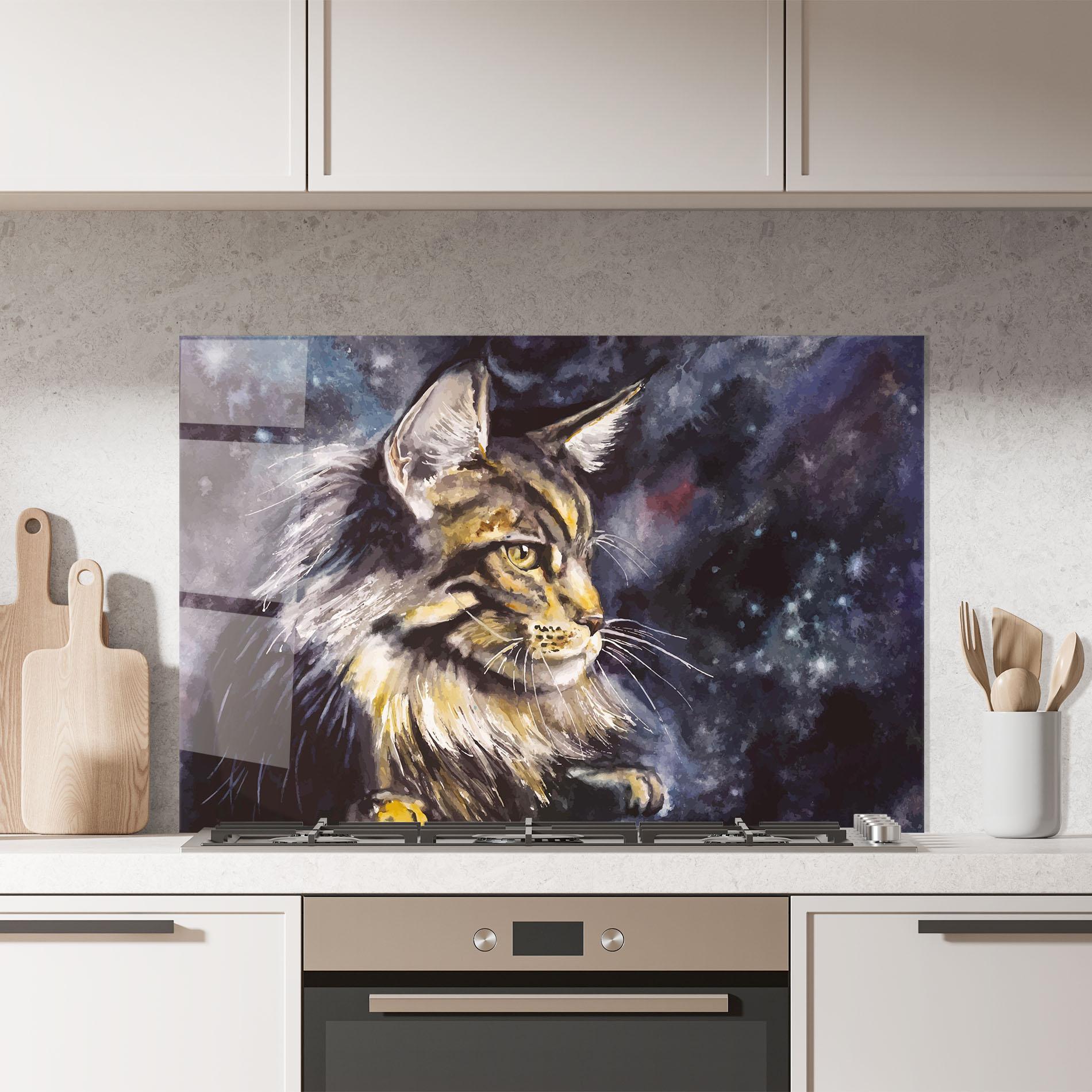 Panou Sticla Bucatarie Cat Watercolor Art mockup 7