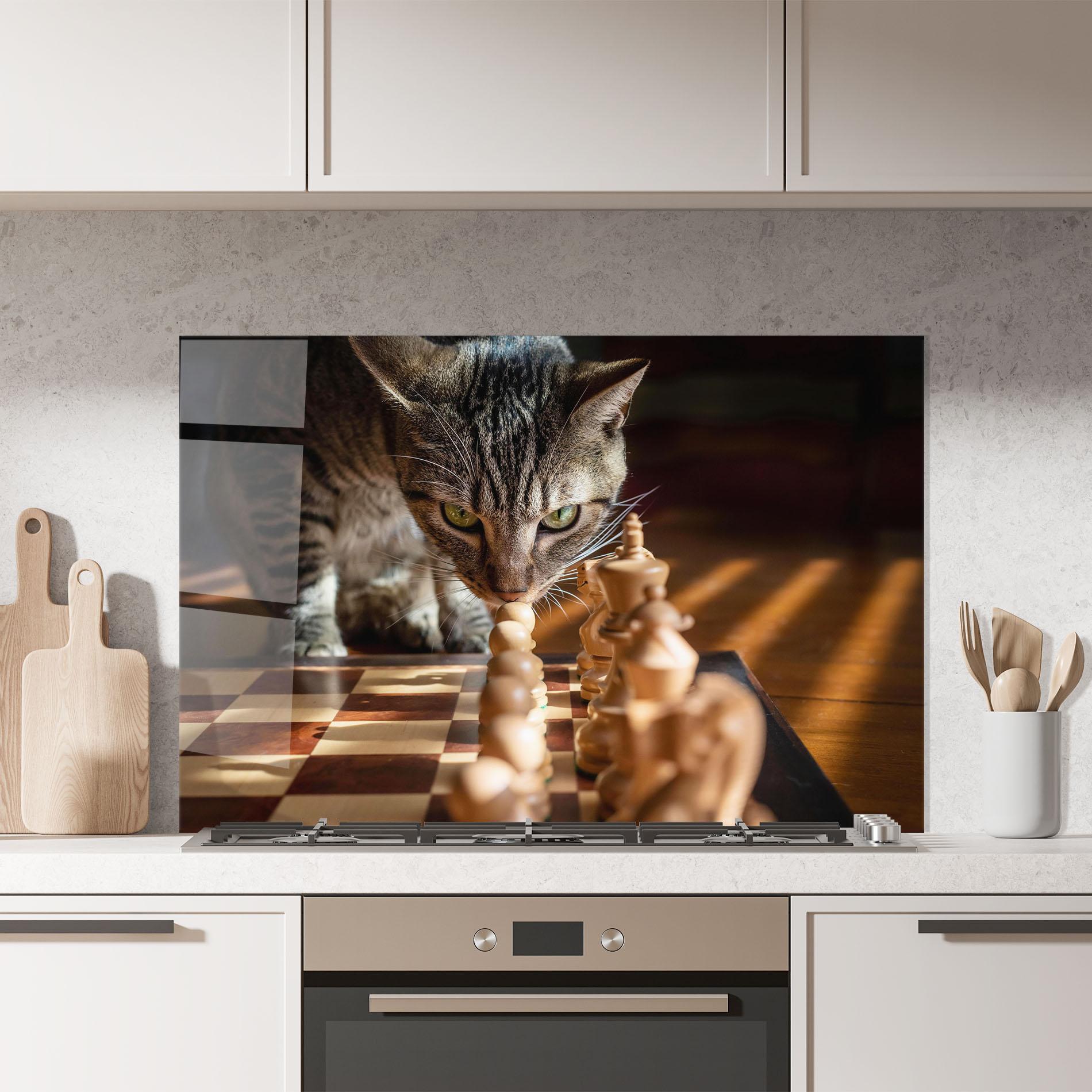 Panou Sticla Bucatarie Chess Cat mockup 7