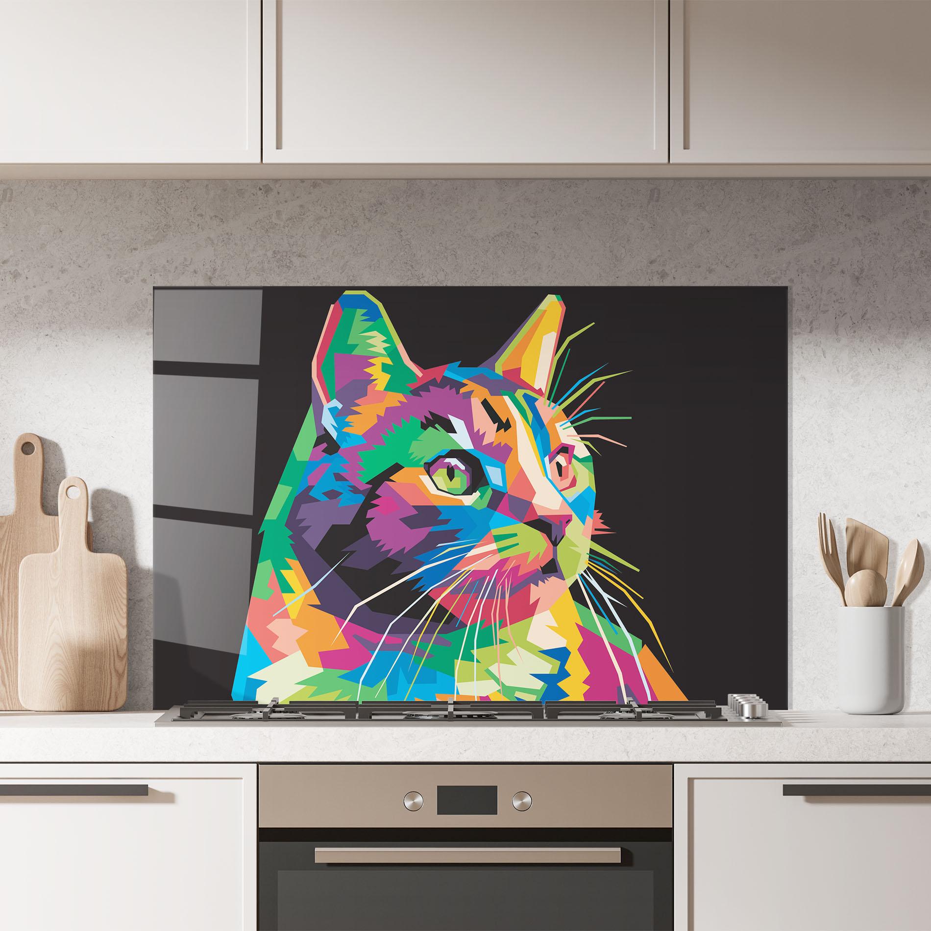 Panou Sticla Bucatarie Color Mix Cat mockup 7