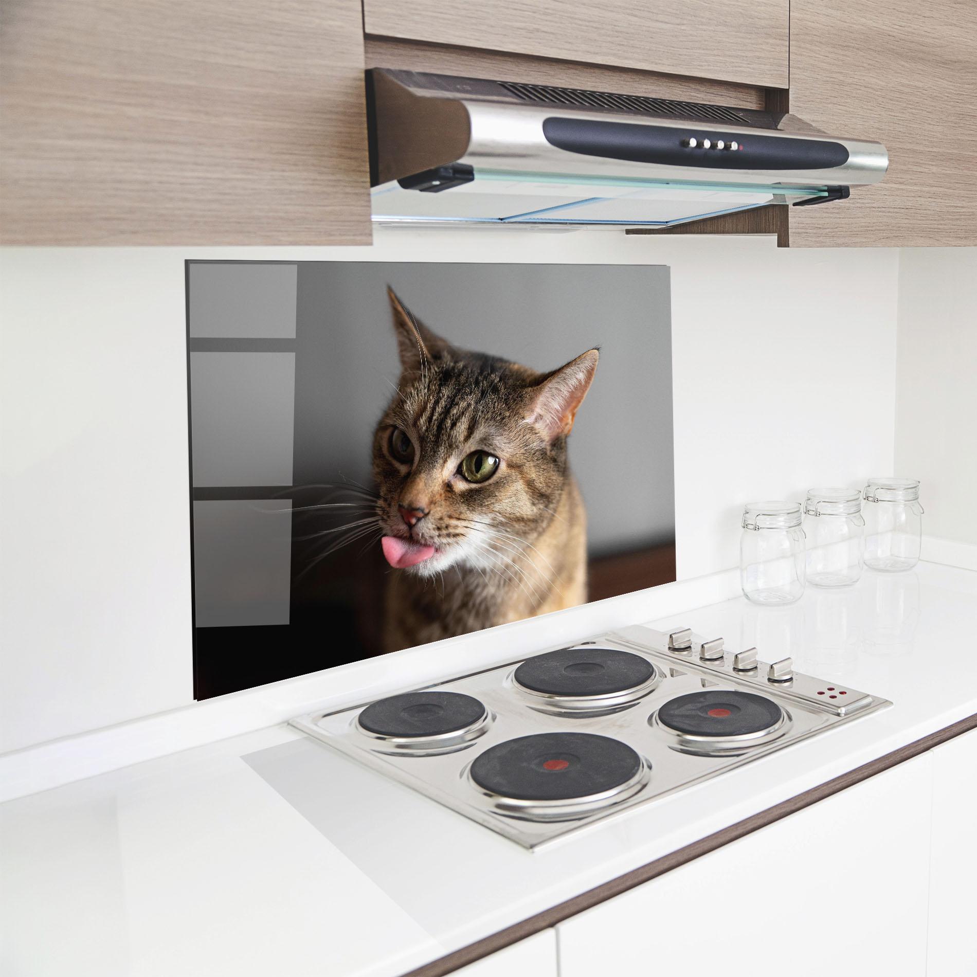 Panou Sticla Bucatarie Brown Green Eyes Cat mockup 8