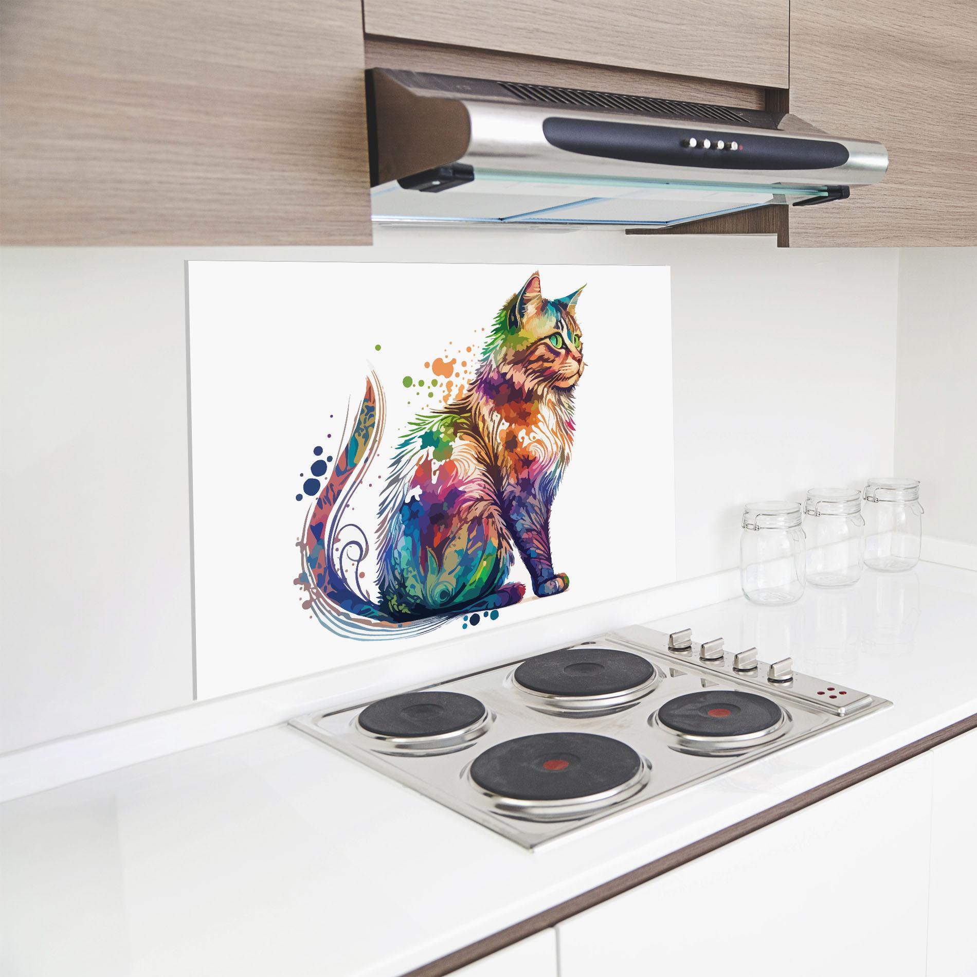 Panou Sticla Bucatarie Cat Color Mix mockup 8
