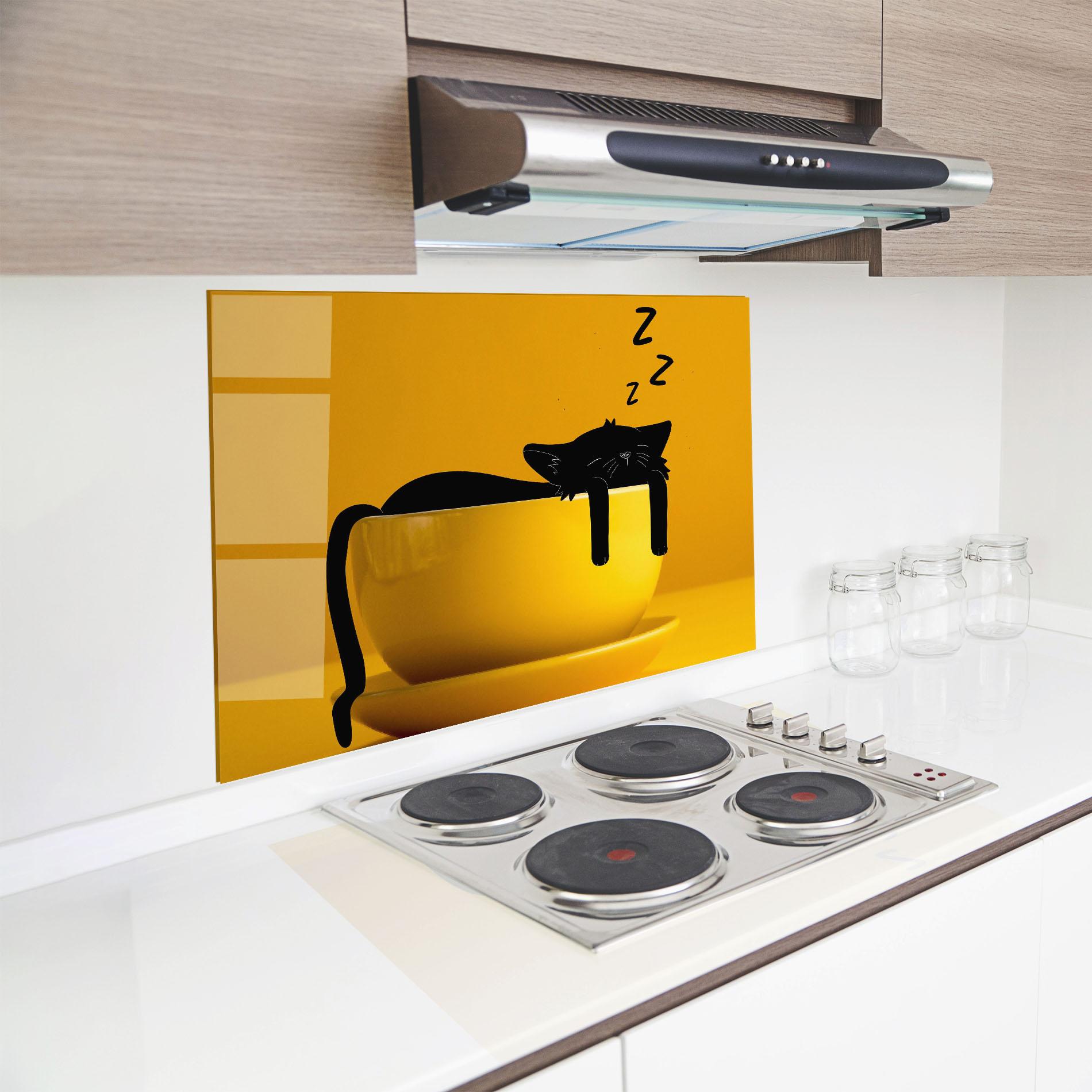 Panou Sticla Bucatarie Cat In A Cup mockup 8