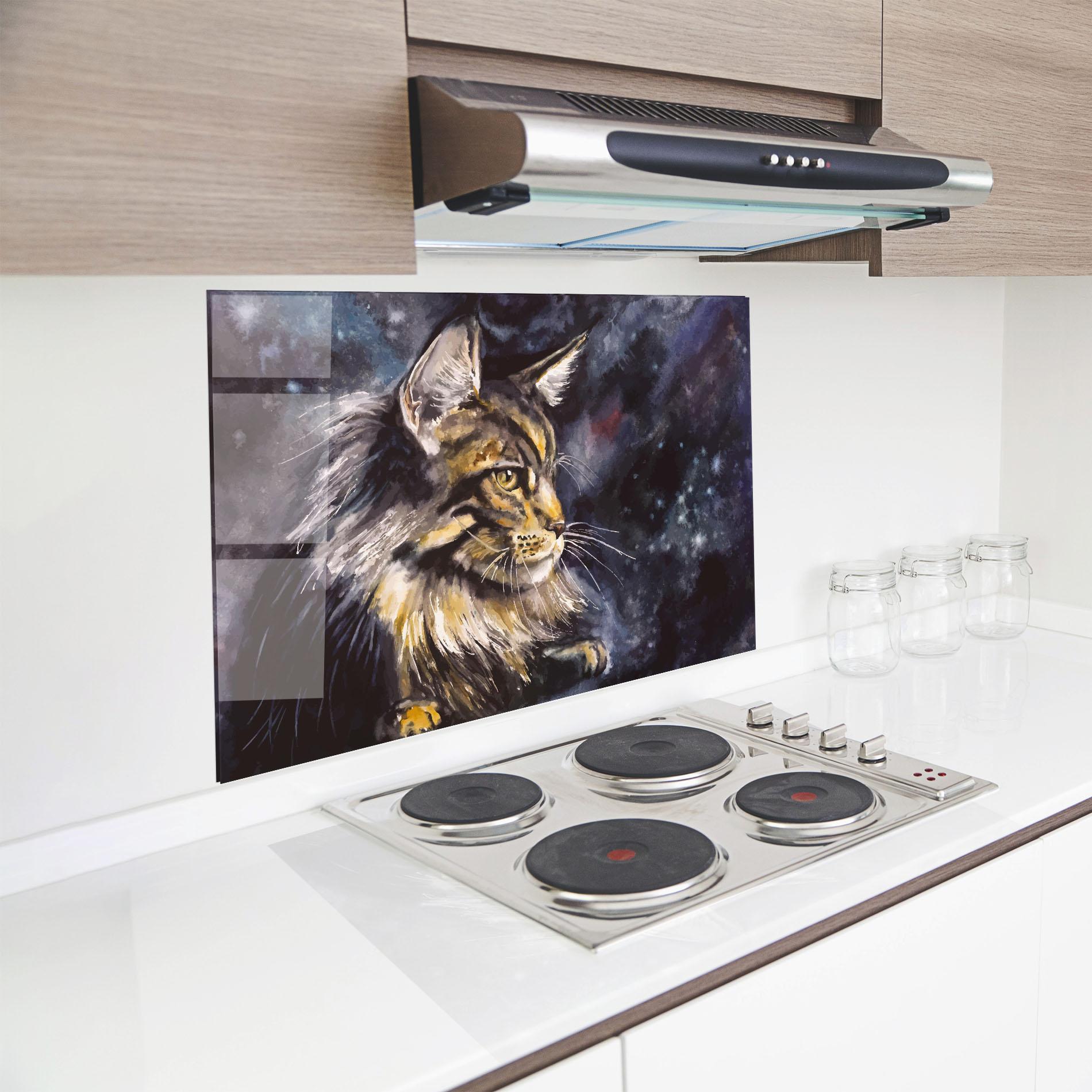 Panou Sticla Bucatarie Cat Watercolor Art mockup 8