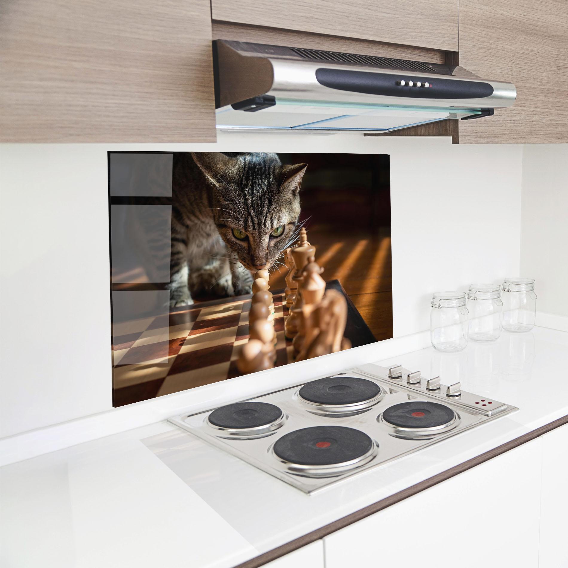 Panou Sticla Bucatarie Chess Cat mockup 8