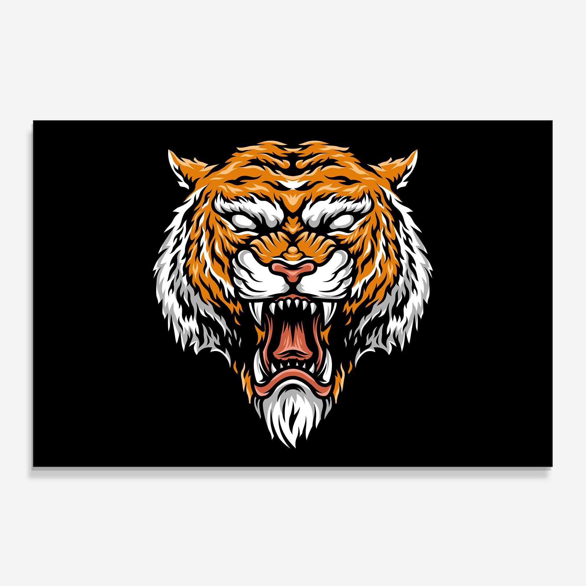 Panou Sticla Bucatarie Angry Orange Tiger mockup 0