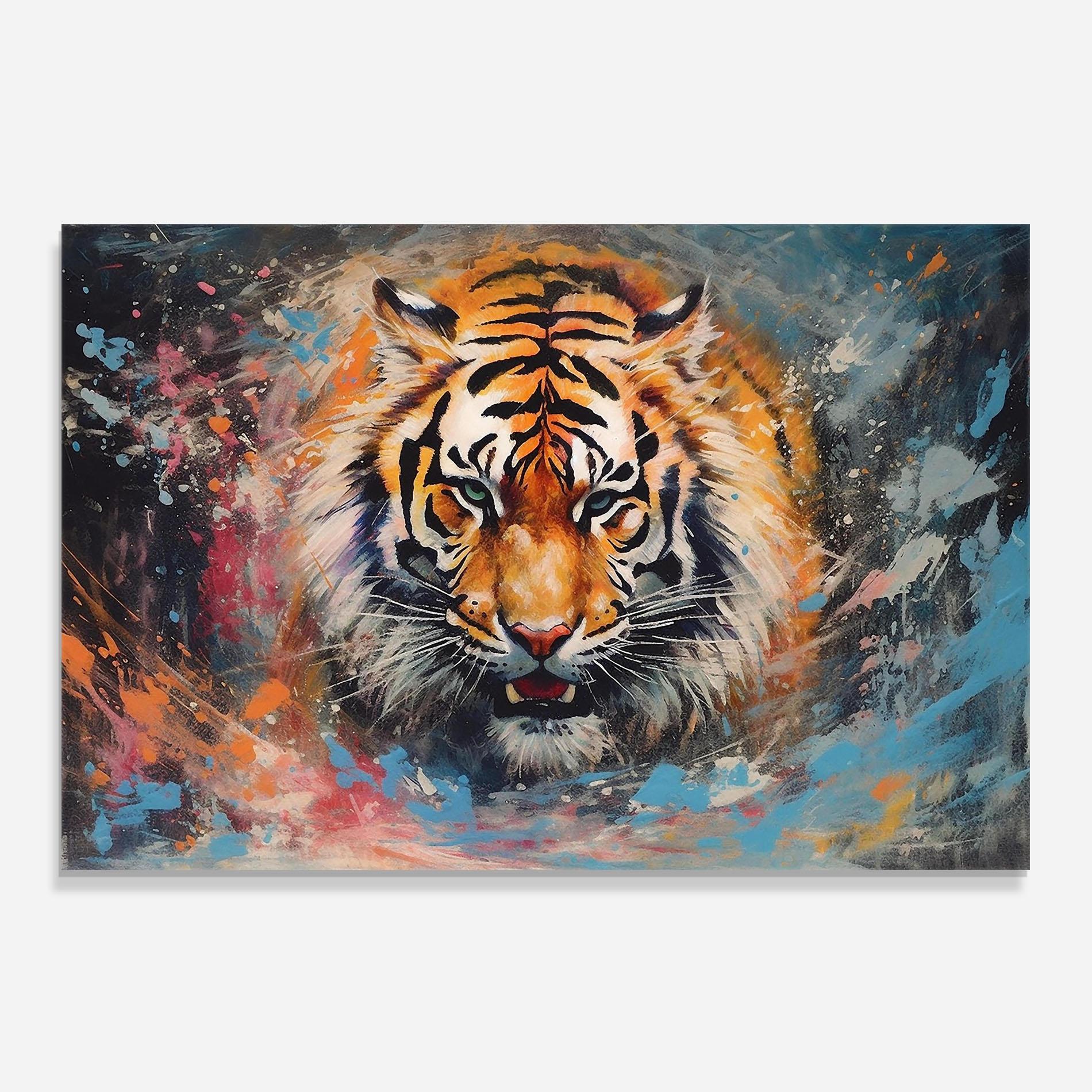 Panou Sticla Bucatarie Orange Tiger Painting mockup 0