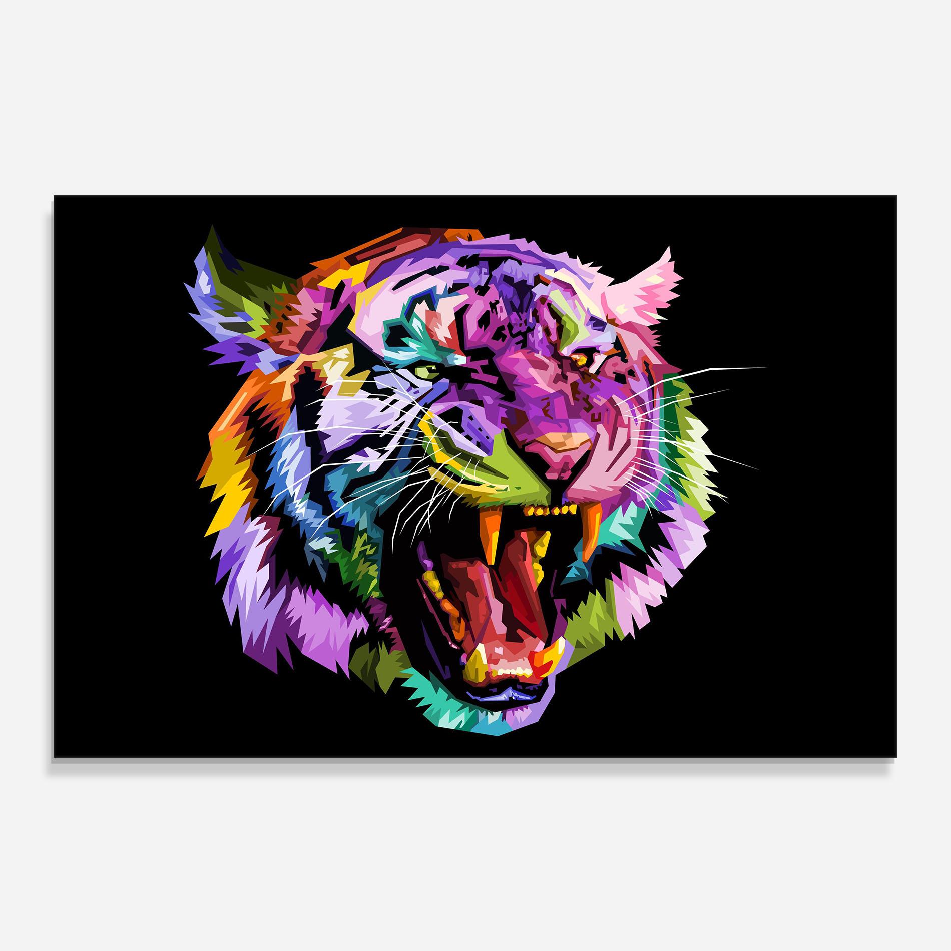 Panou Sticla Bucatarie Tiger On Black mockup 0