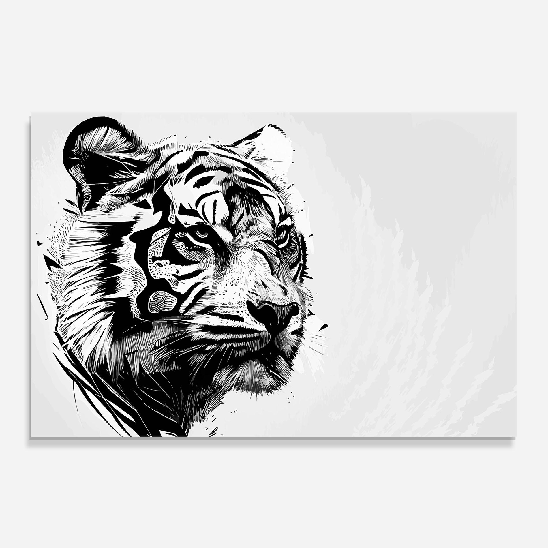 Panou Sticla Bucatarie Tiger On Grey mockup 0