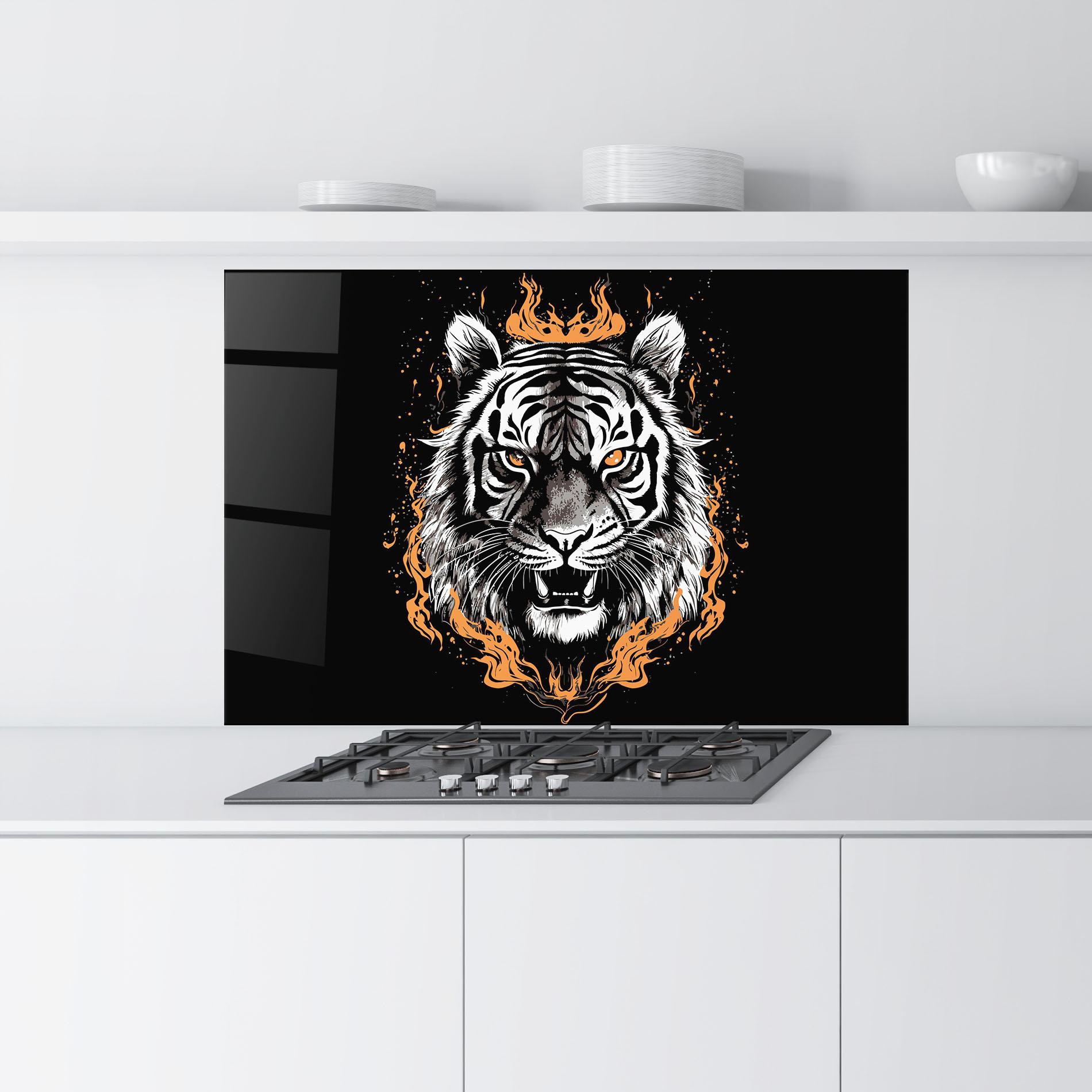 Panou Sticla Bucatarie Fire Tiger mockup 9