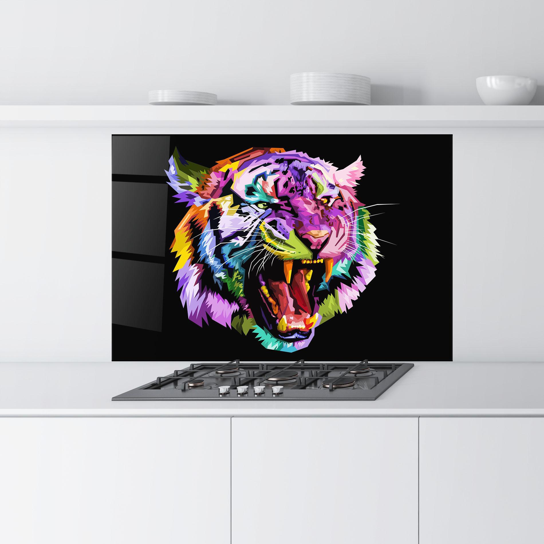 Panou Sticla Bucatarie Tiger On Black mockup 9