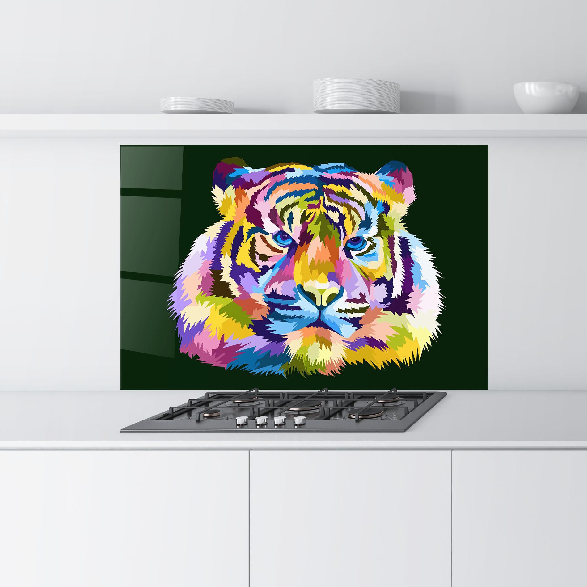 Panou Sticla Bucatarie Tiger On Green mockup 9