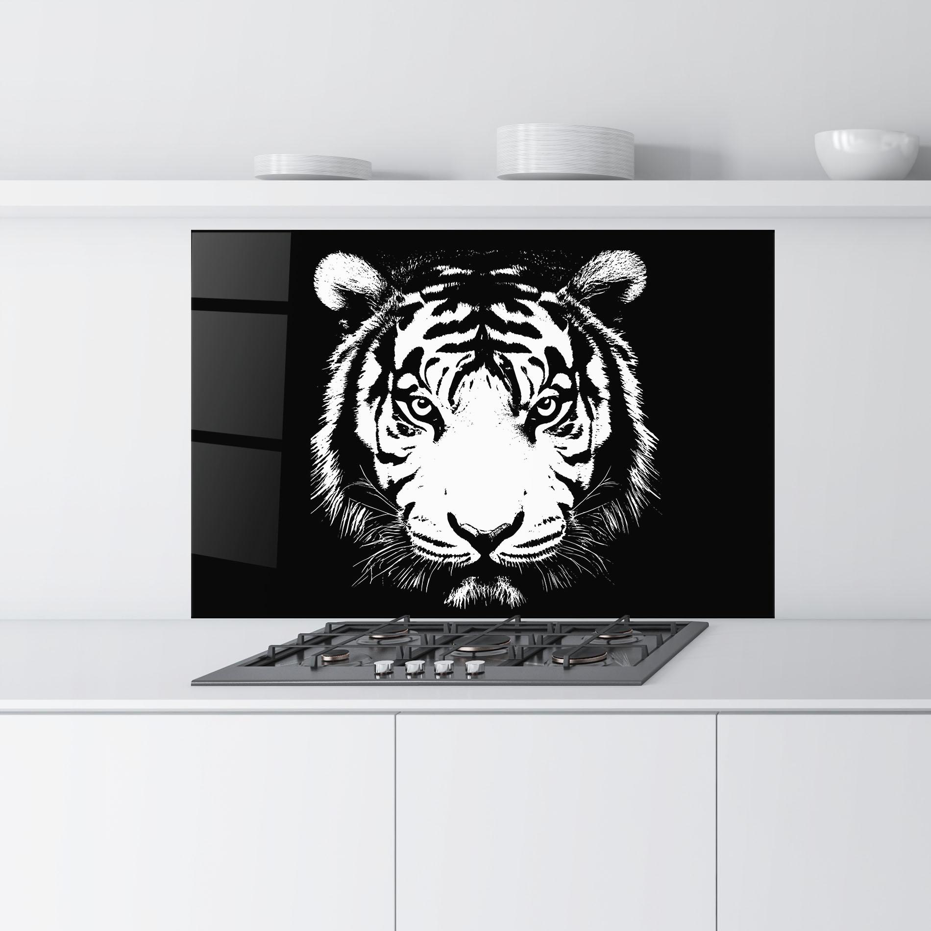 Panou Sticla Bucatarie White Head Tiger mockup 9