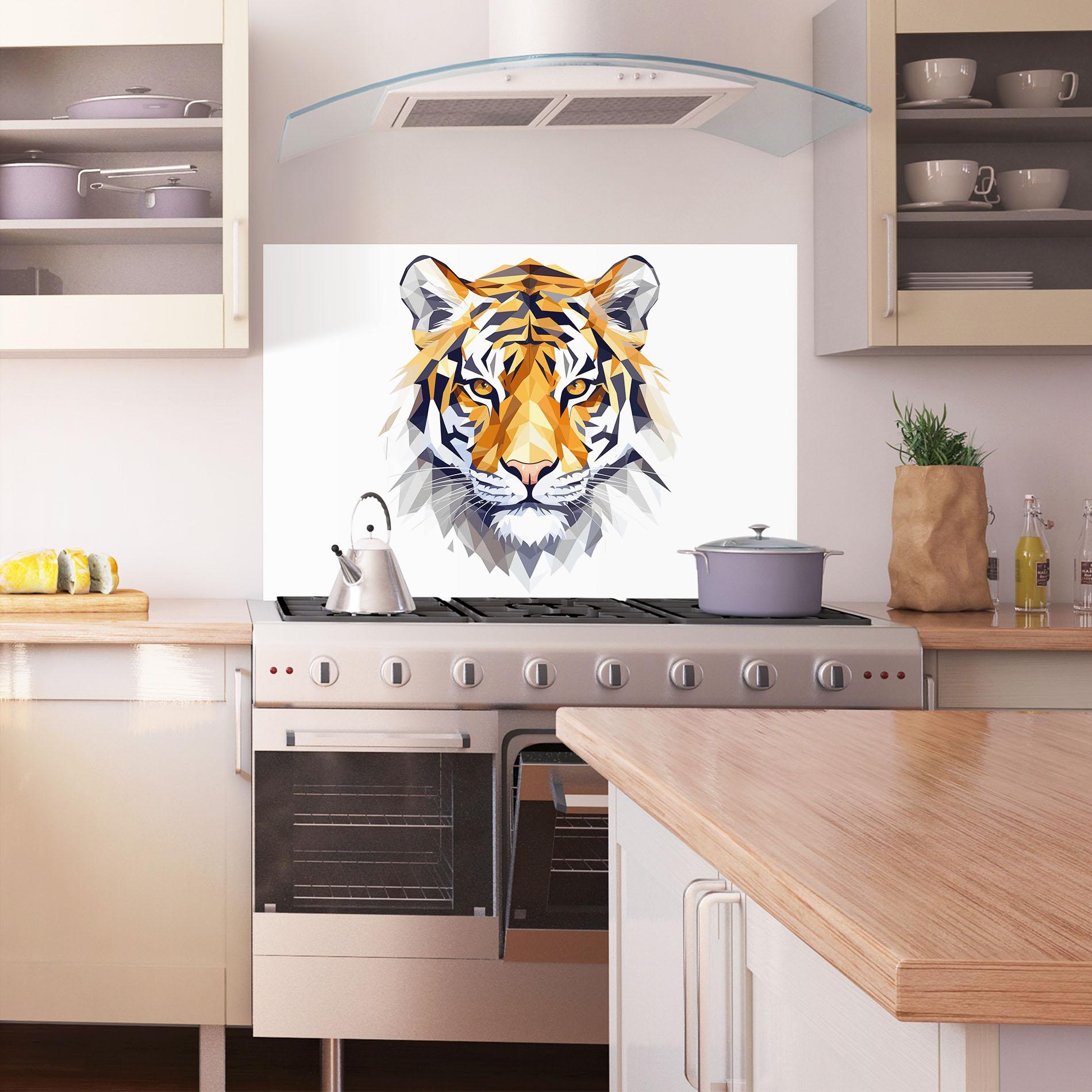 Panou Sticla Bucatarie Beautifu Tiger Portrait mockup 1