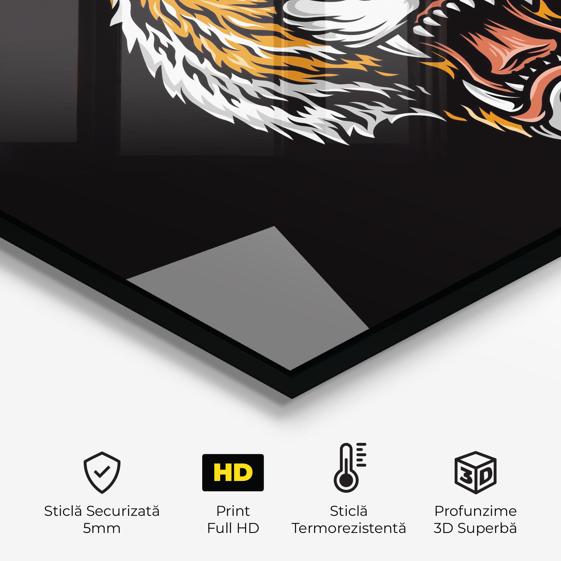 Panou Sticla Bucatarie Angry Orange Tiger mockup 2