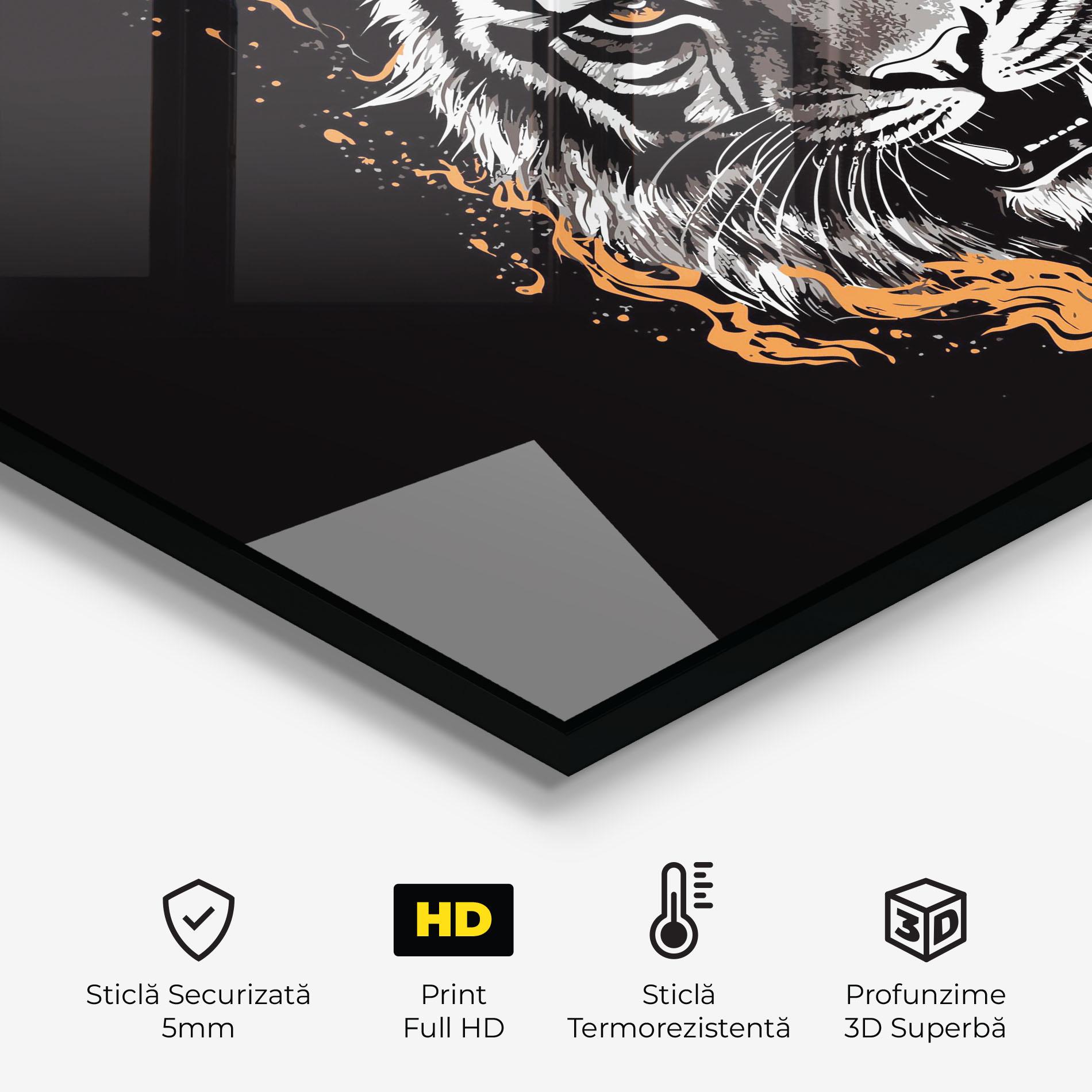 Panou Sticla Bucatarie Fire Tiger mockup 2
