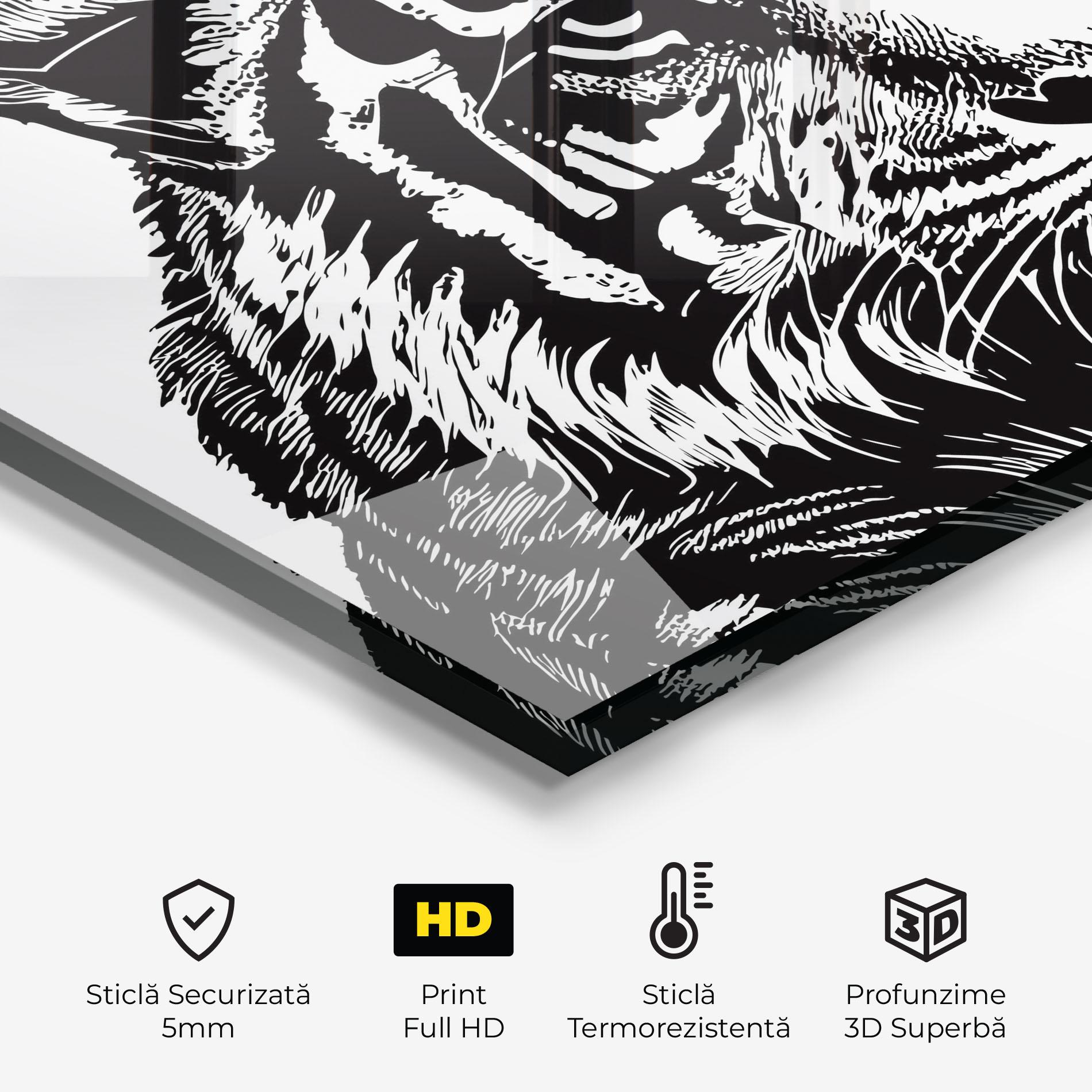 Panou Sticla Bucatarie Tiger Head mockup 2