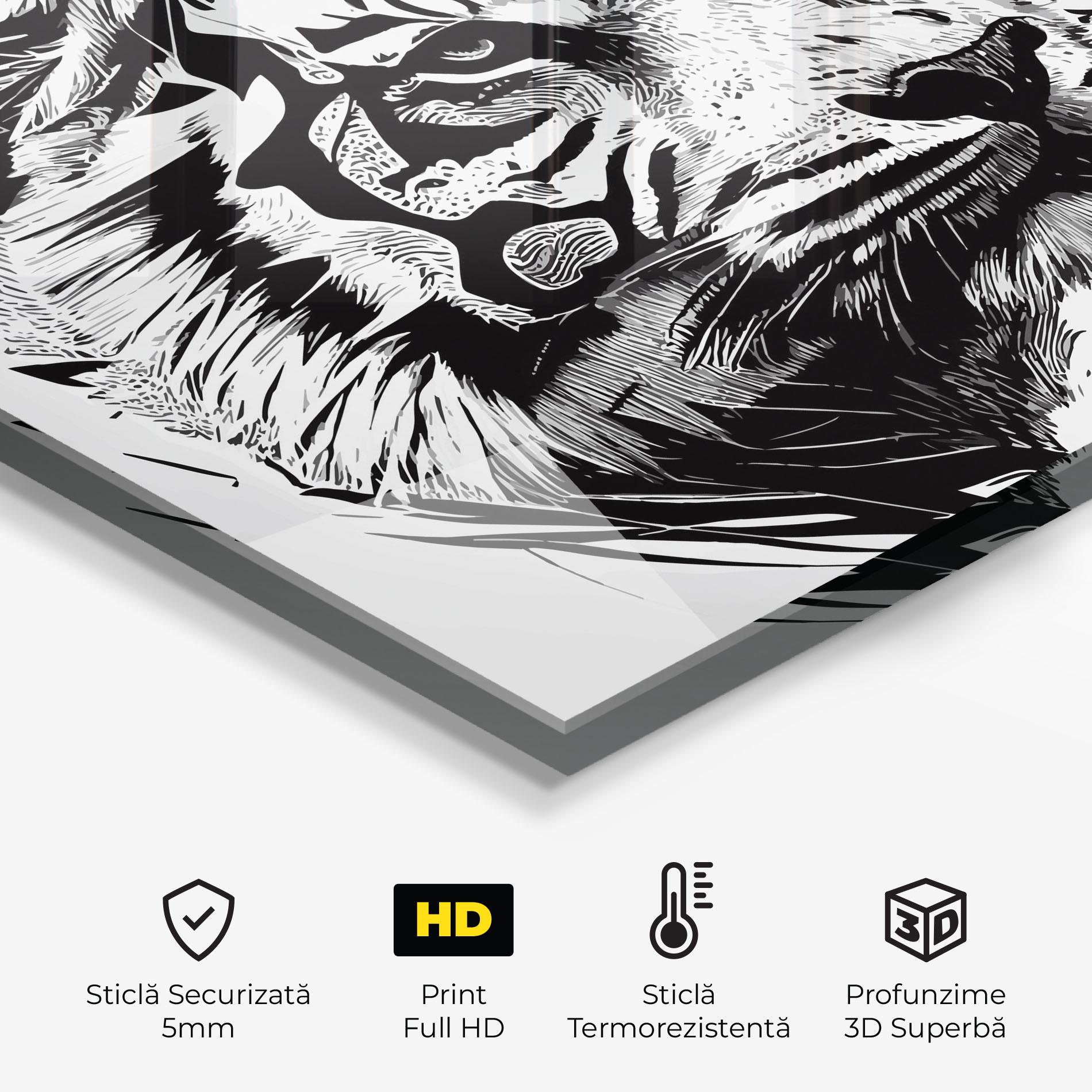 Panou Sticla Bucatarie Tiger On Grey mockup 2