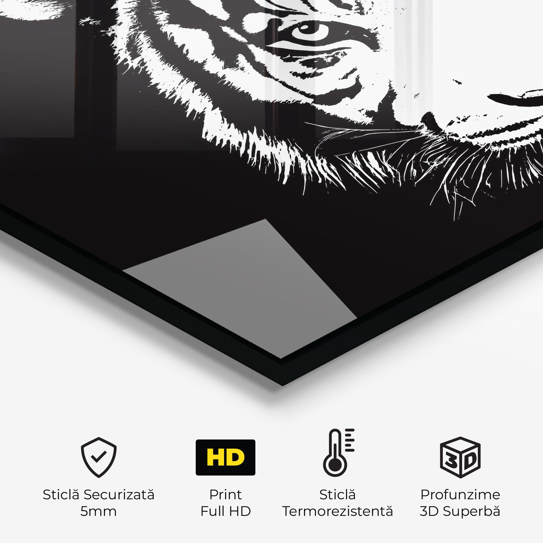 Panou Sticla Bucatarie White Head Tiger mockup 2