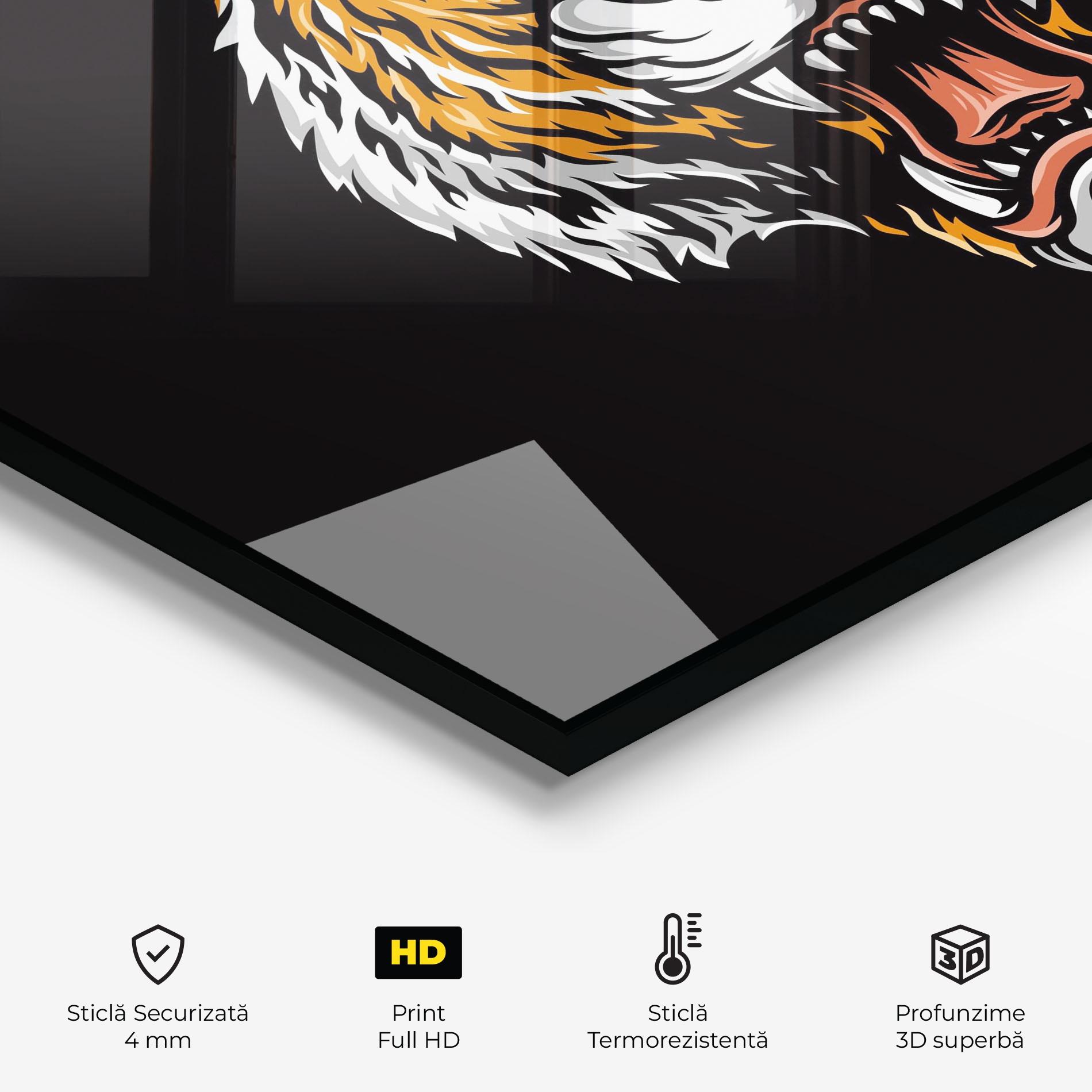 Panou Sticla Bucatarie Angry Orange Tiger mockup 2