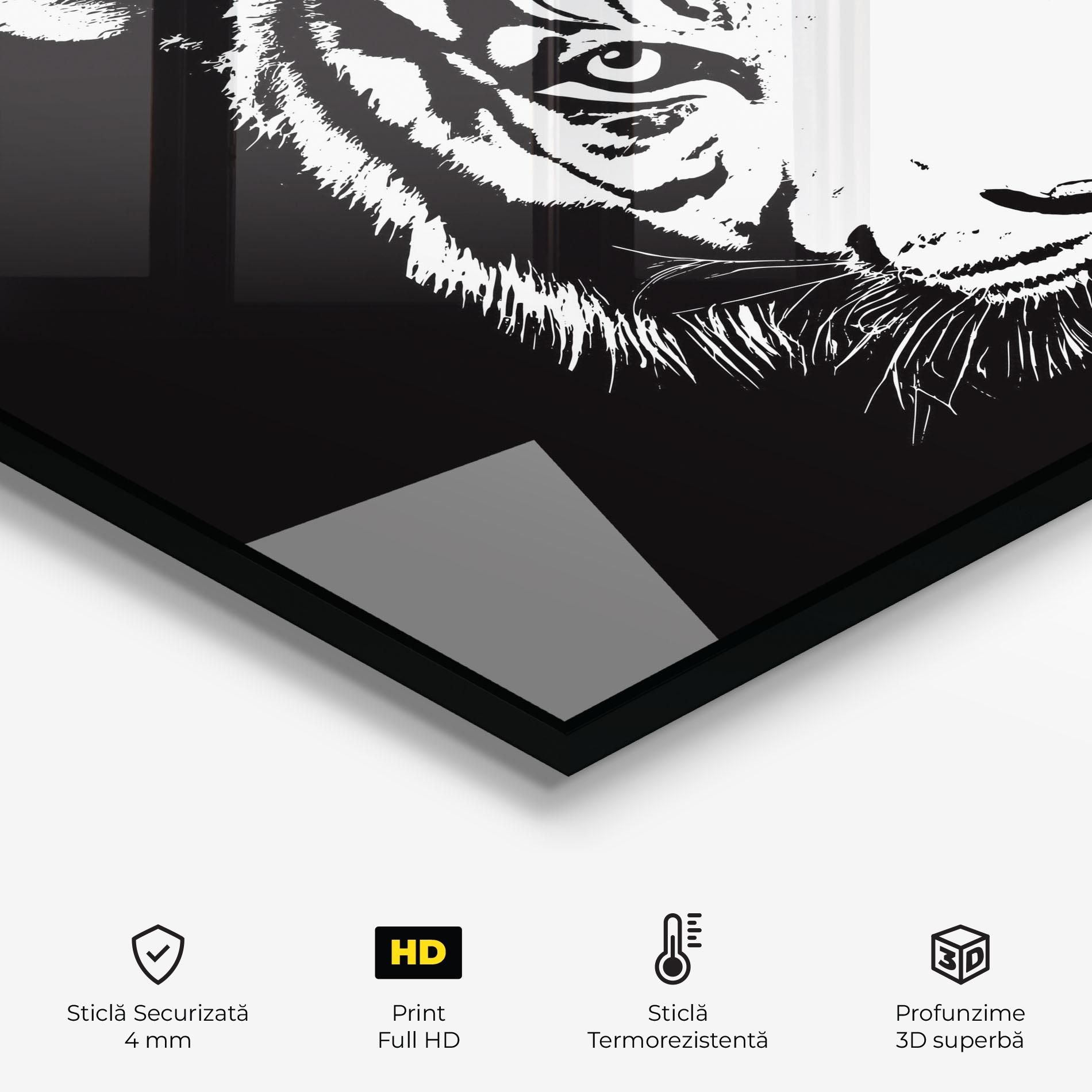 Panou Sticla Bucatarie White Head Tiger mockup 2