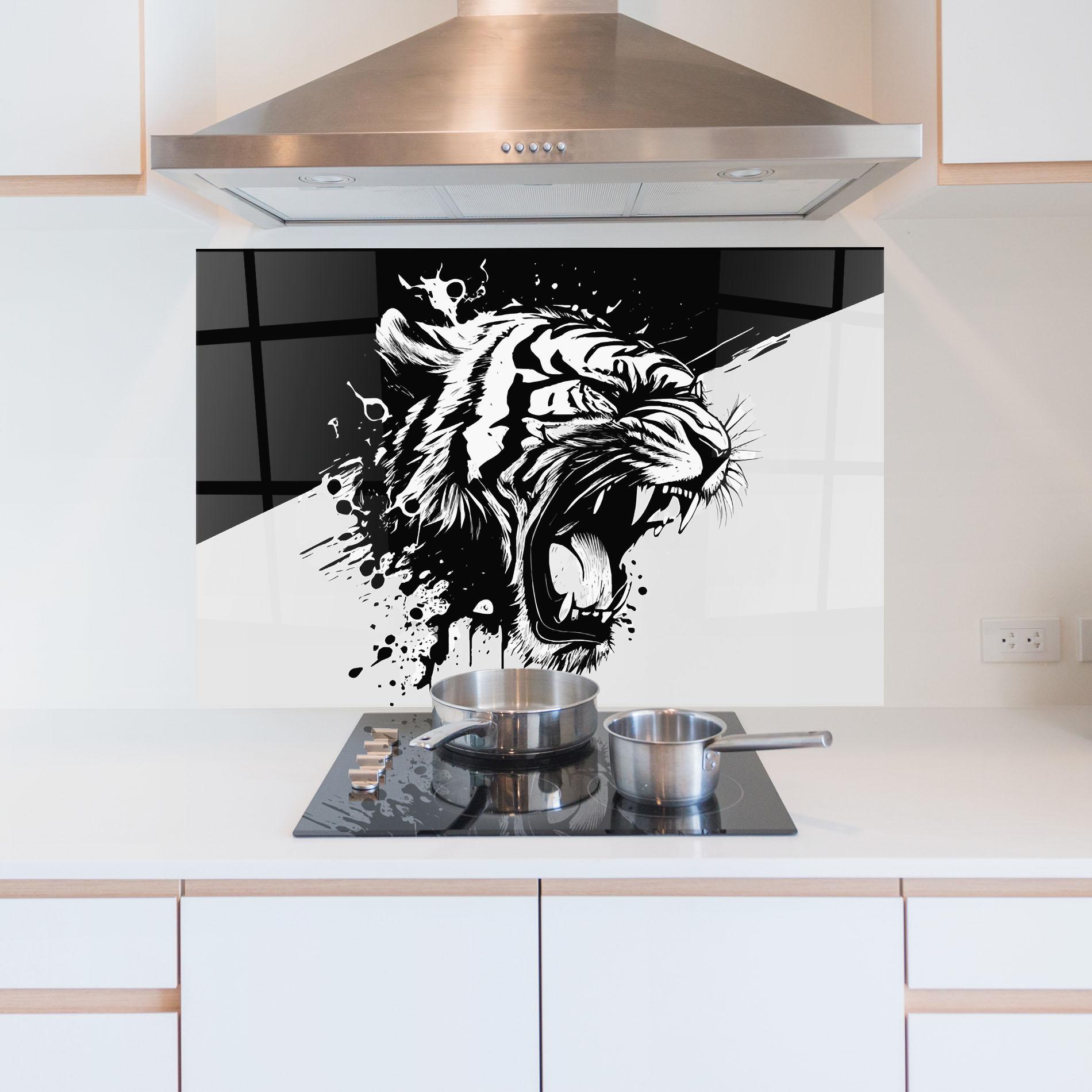 Panou Sticla Bucatarie Black Grey Tiger mockup 5