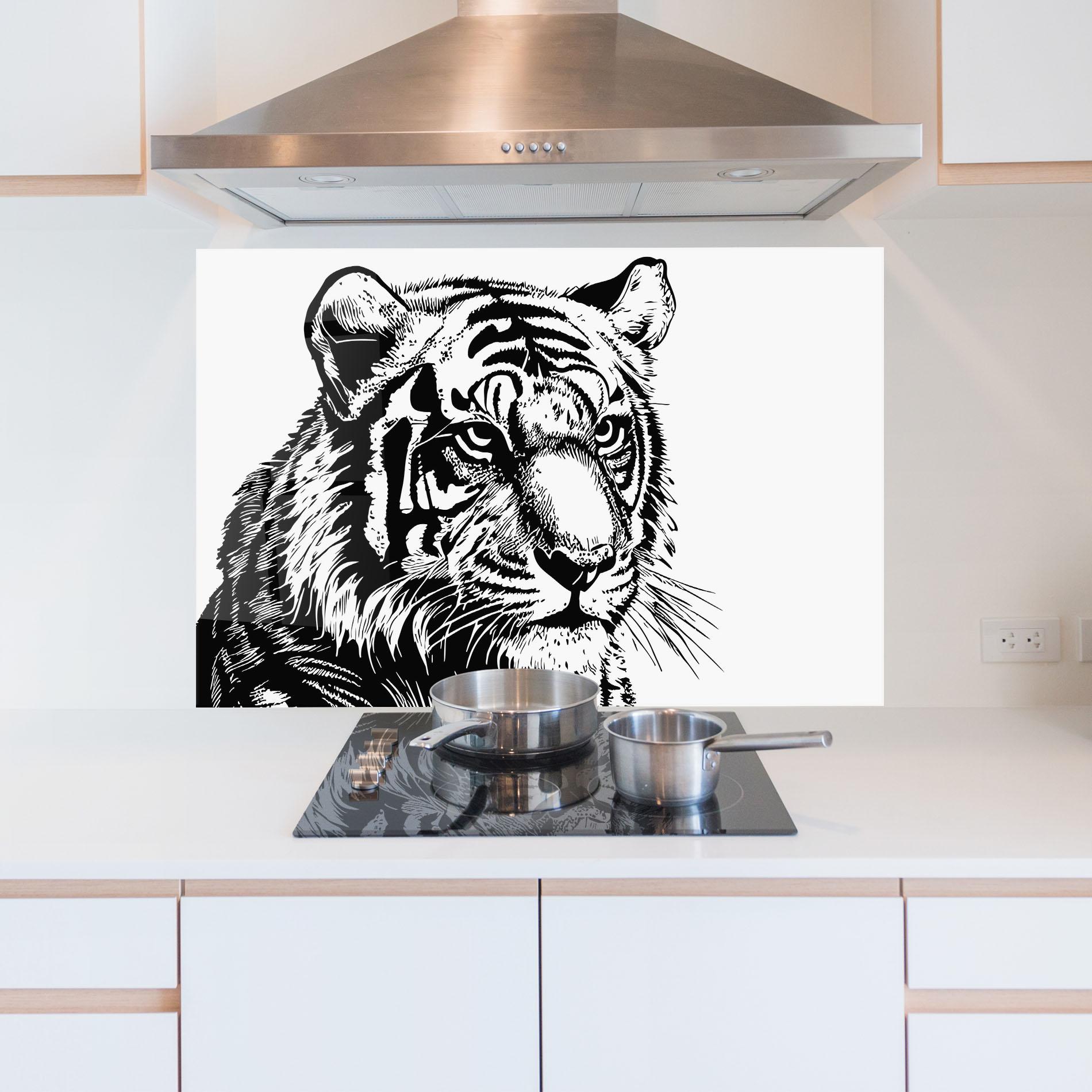 Panou Sticla Bucatarie Tiger Head mockup 5