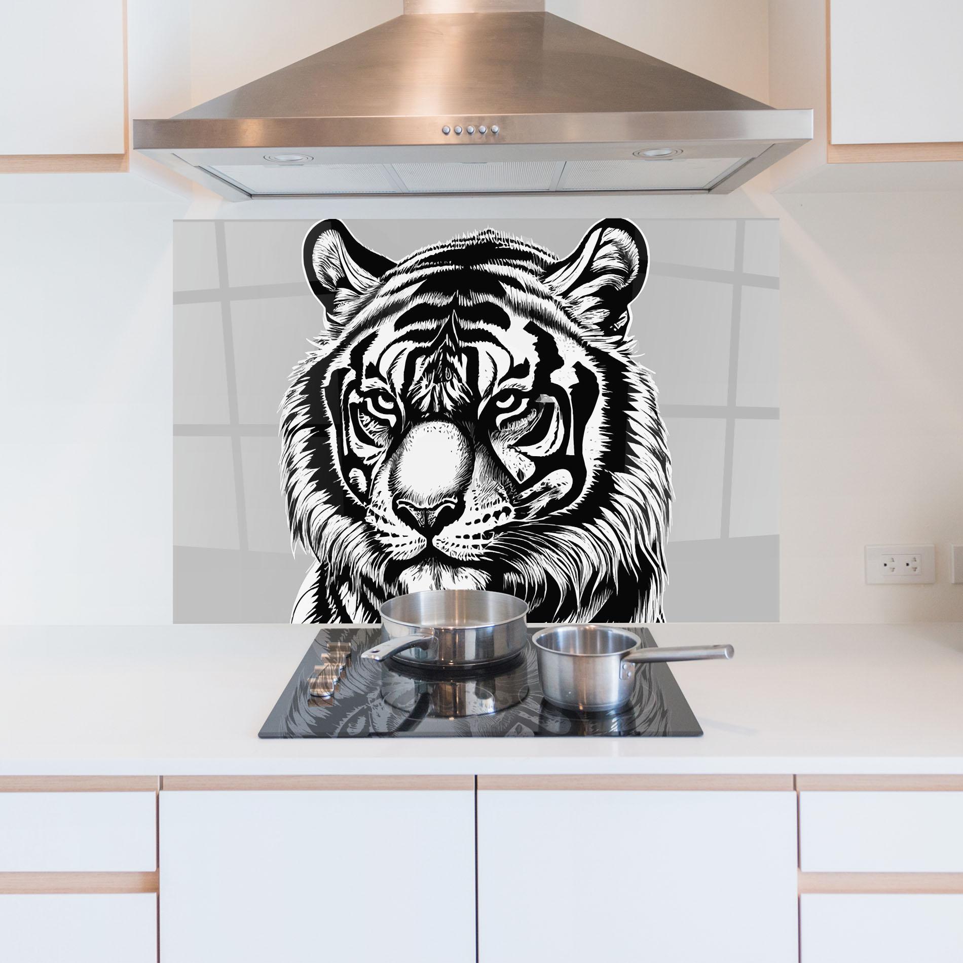 Panou Sticla Bucatarie White Tiger Grey mockup 5