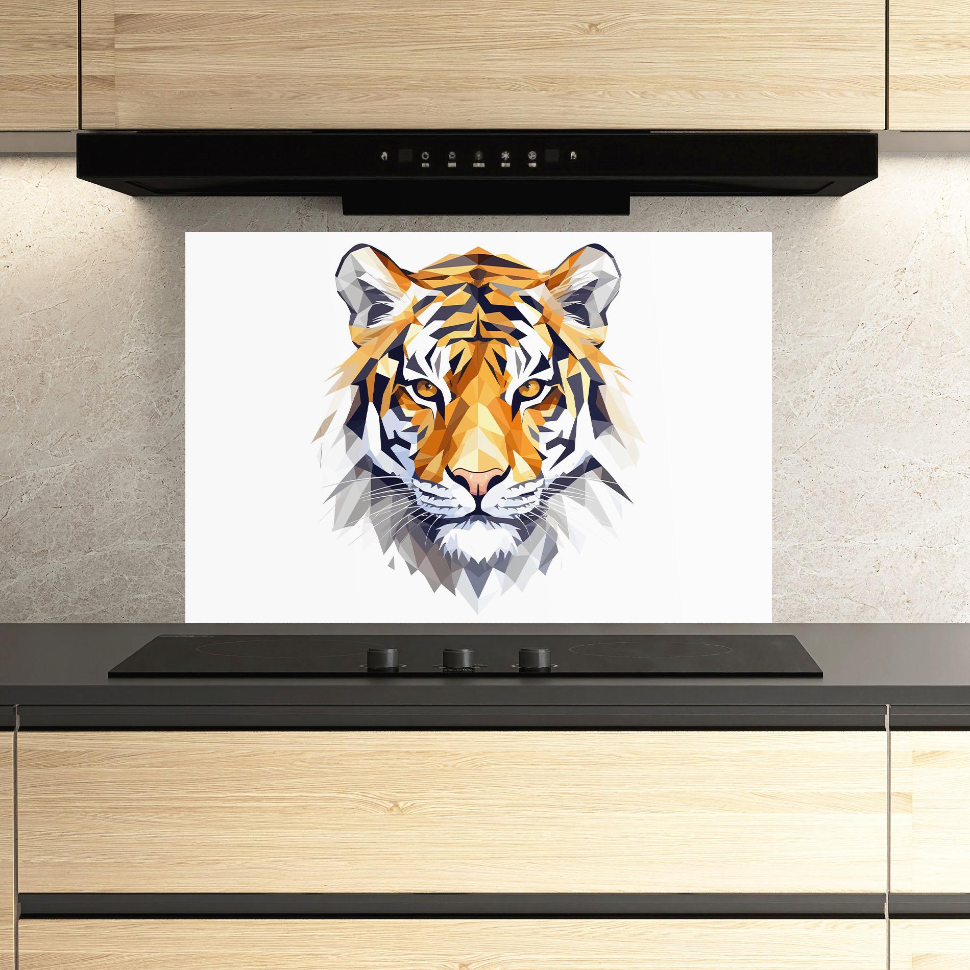 Panou Sticla Bucatarie Beautifu Tiger Portrait mockup 3