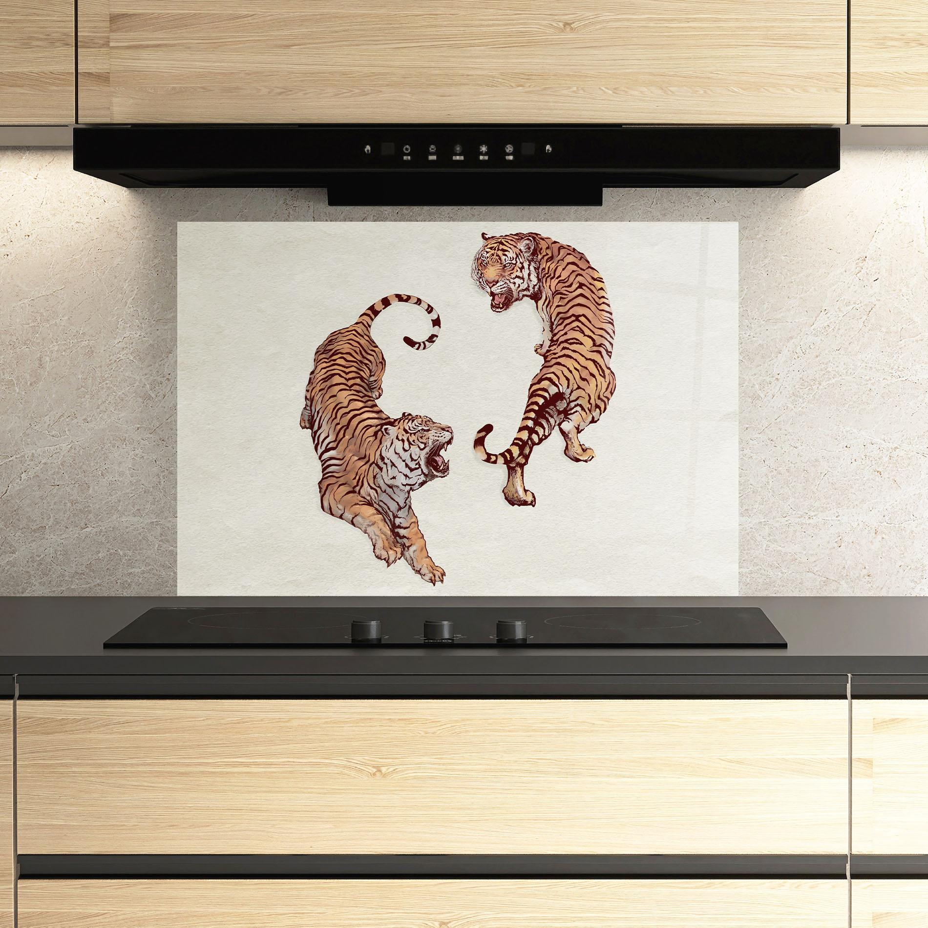Panou Sticla Bucatarie Tiger Fight mockup 3