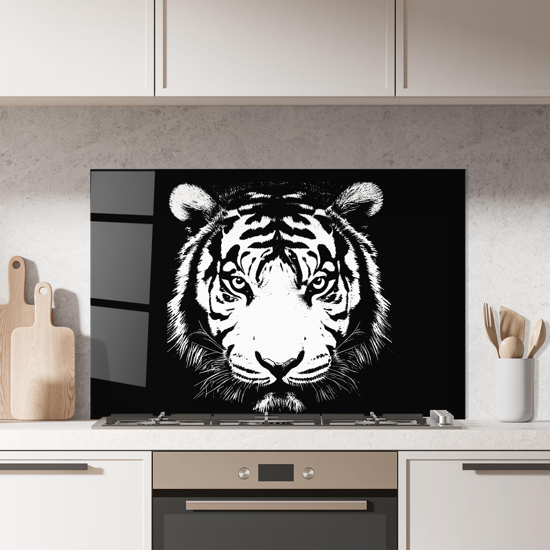 Panou Sticla Bucatarie White Head Tiger mockup 7