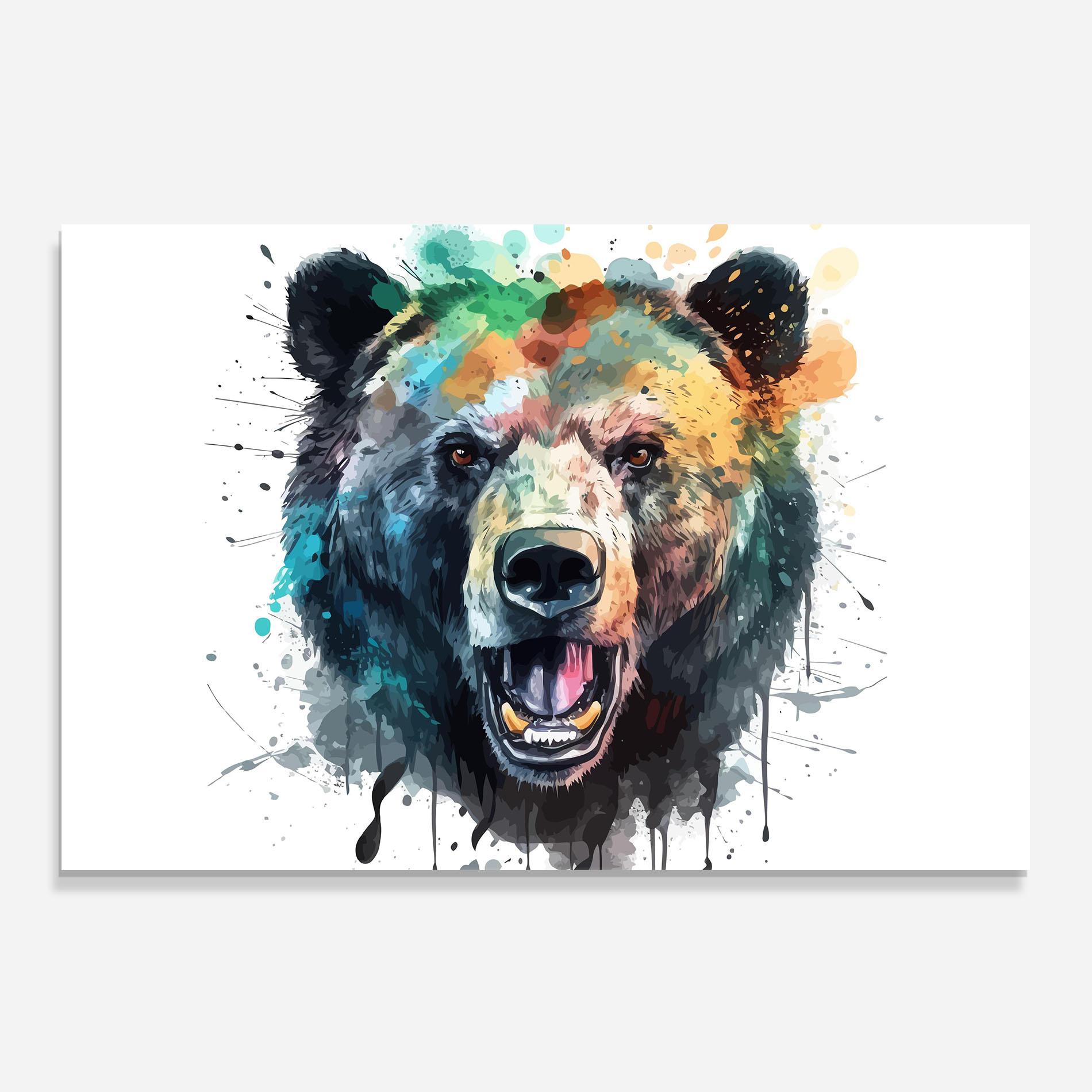 Panou Sticla Bucatarie Artistic Bear Head mockup 0