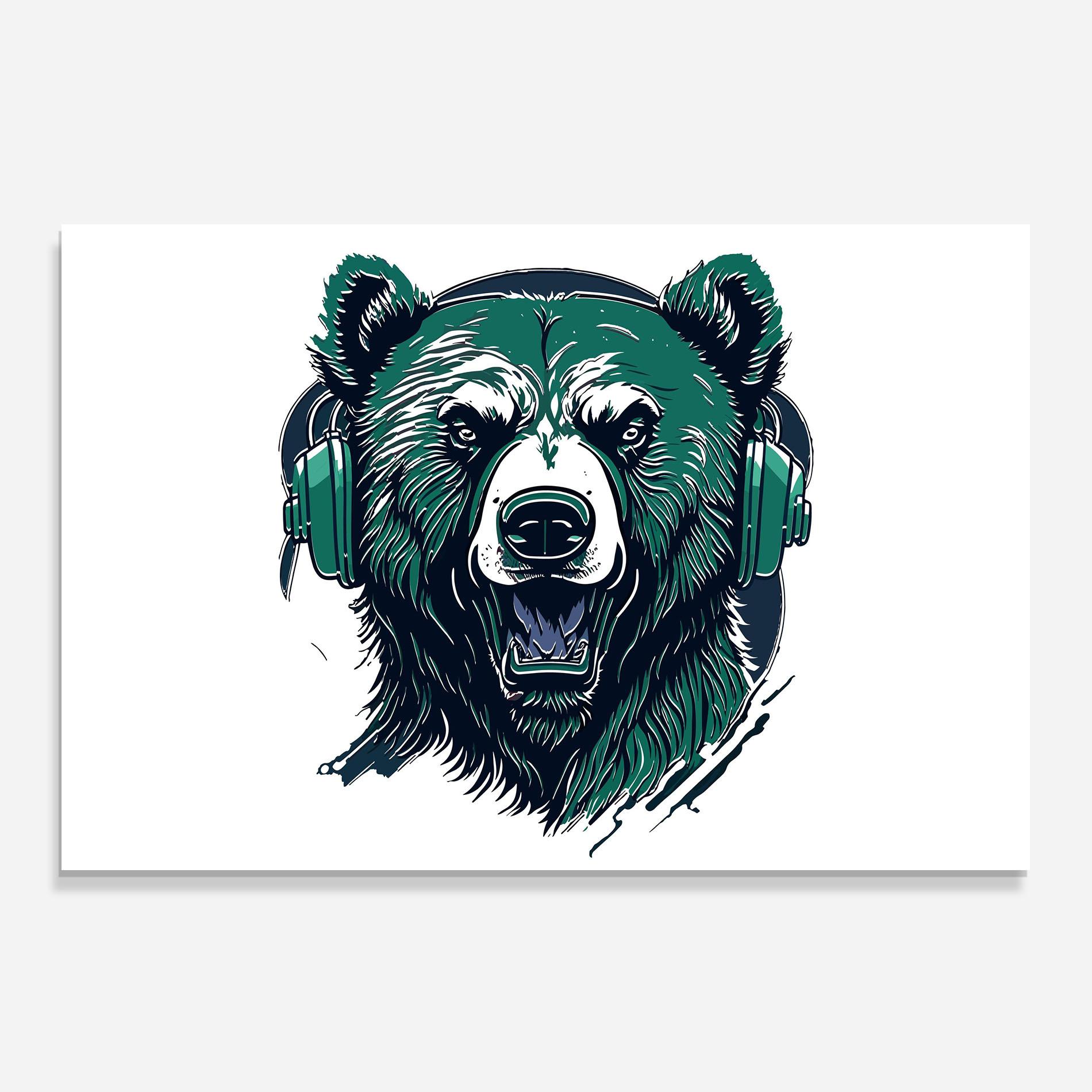 Panou Sticla Bucatarie Green Music Bear mockup 0