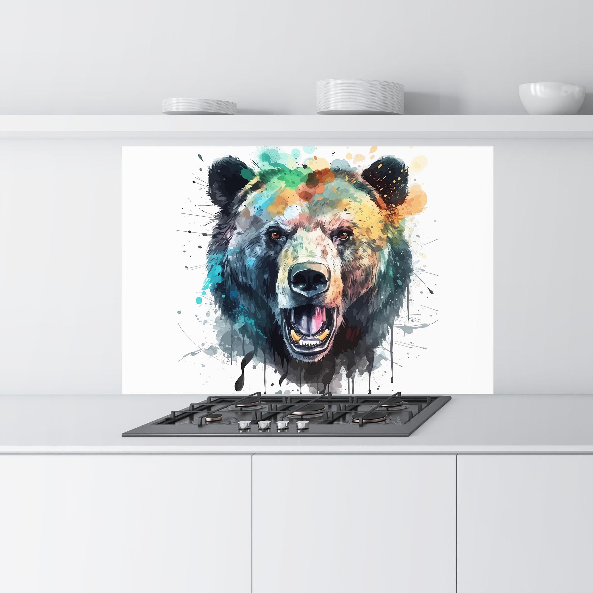 Panou Sticla Bucatarie Artistic Bear Head mockup 9