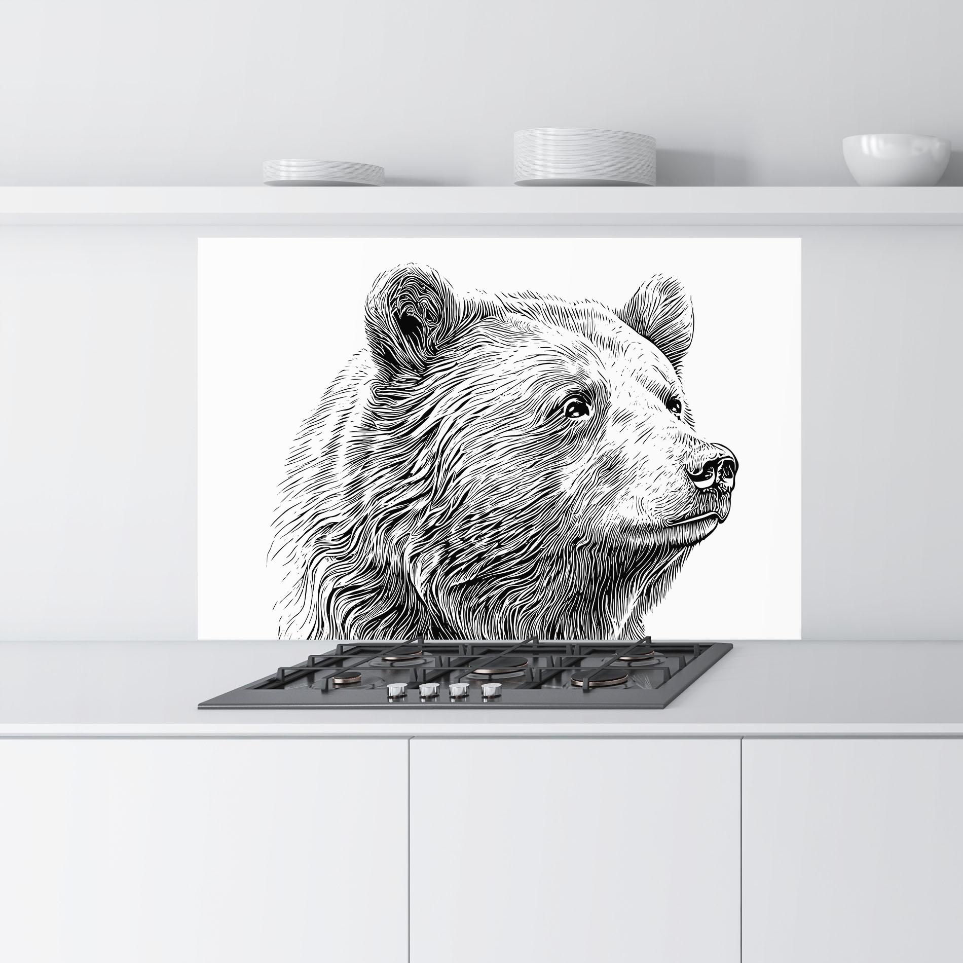 Panou Sticla Bucatarie Bear Portrait Line mockup 9
